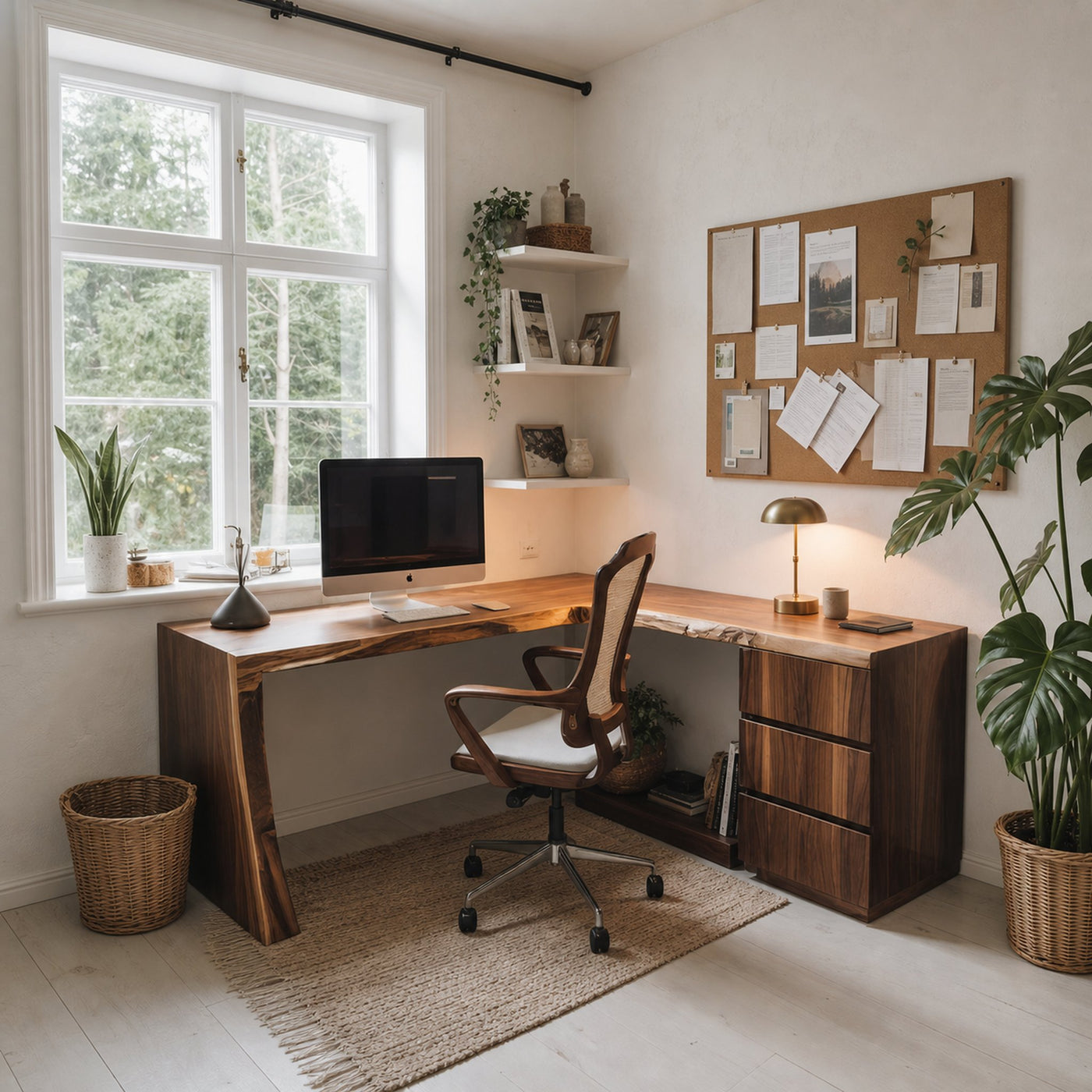 Modern Live Edge L Shaped Desk For Minimalist Home Office - product view 6