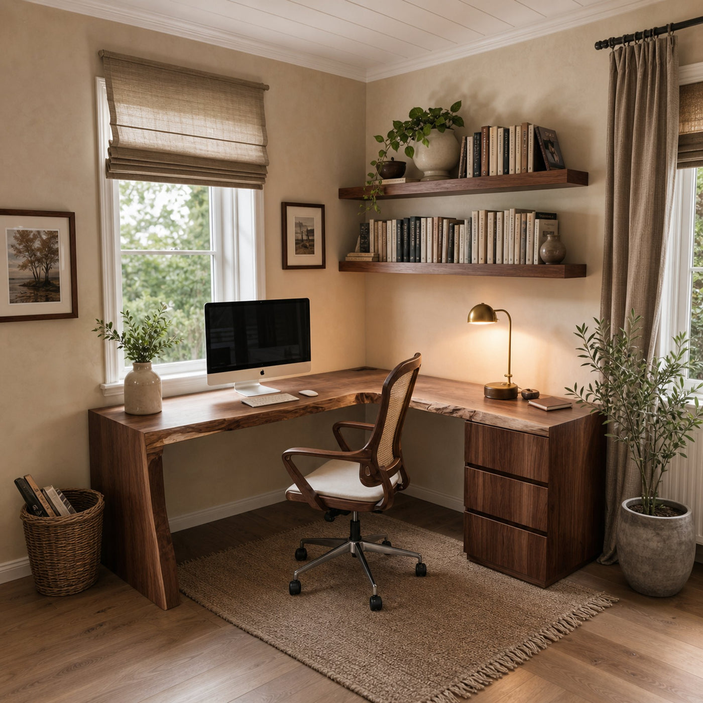 Modern Live Edge L Shaped Desk For Minimalist Home Office - product view 7
