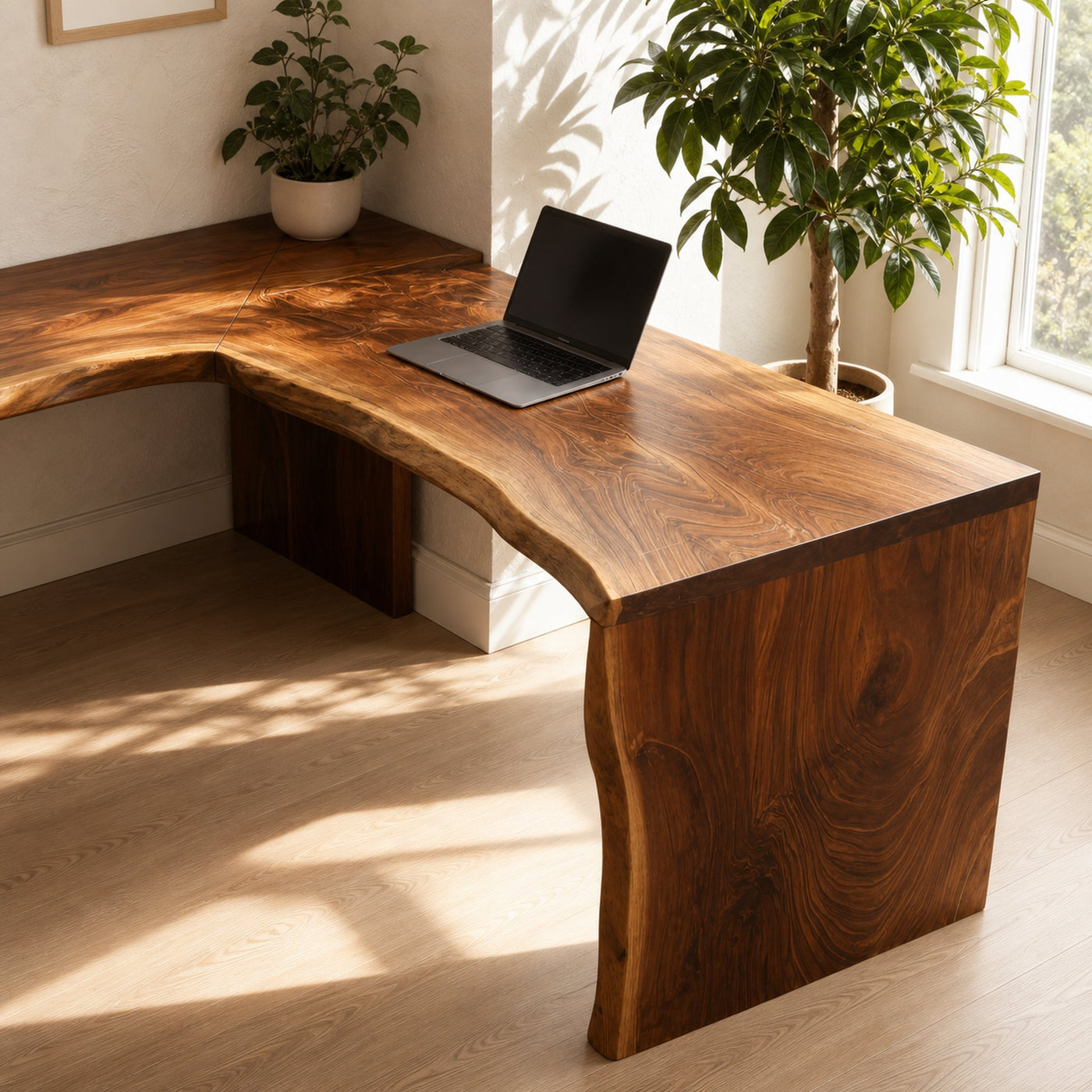 Modern Live Edge L Shaped Desk For Study Room - product view 4