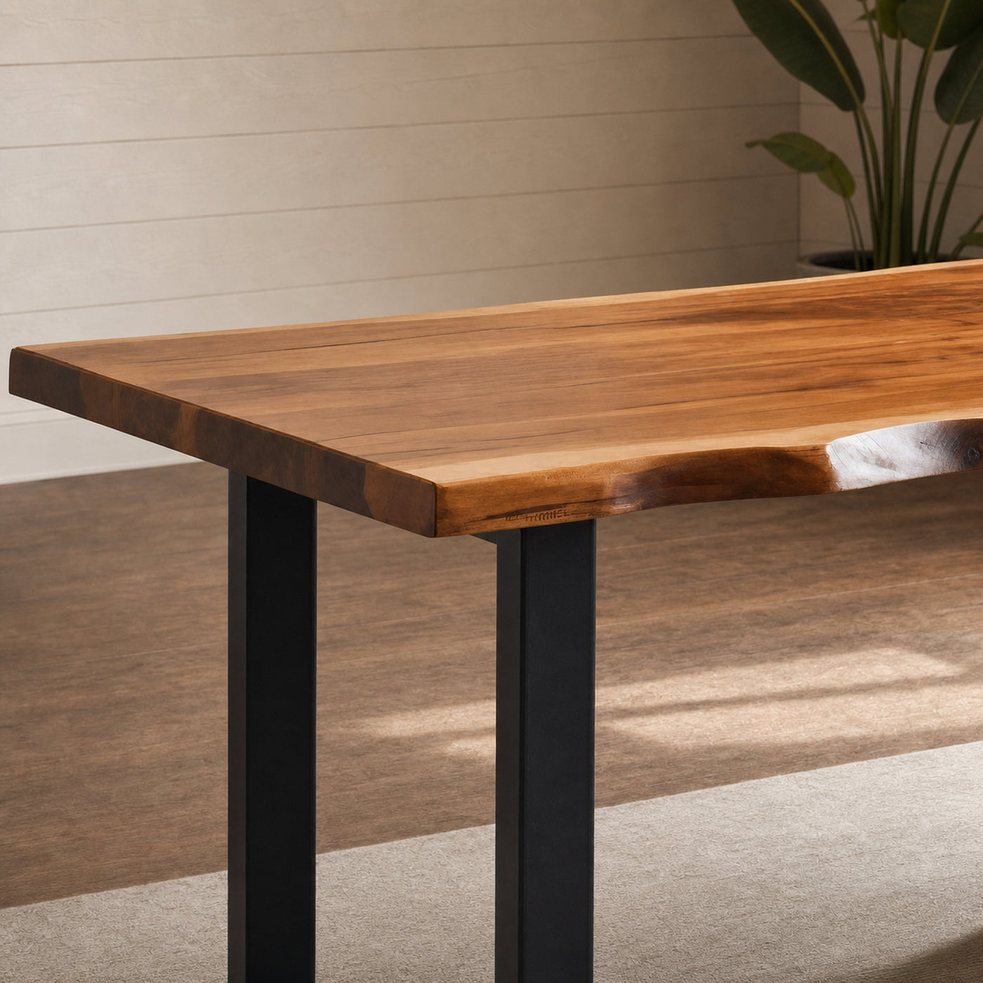 Modern Live Edge Office Desk With Drawer Storage For Workspace - product view 3
