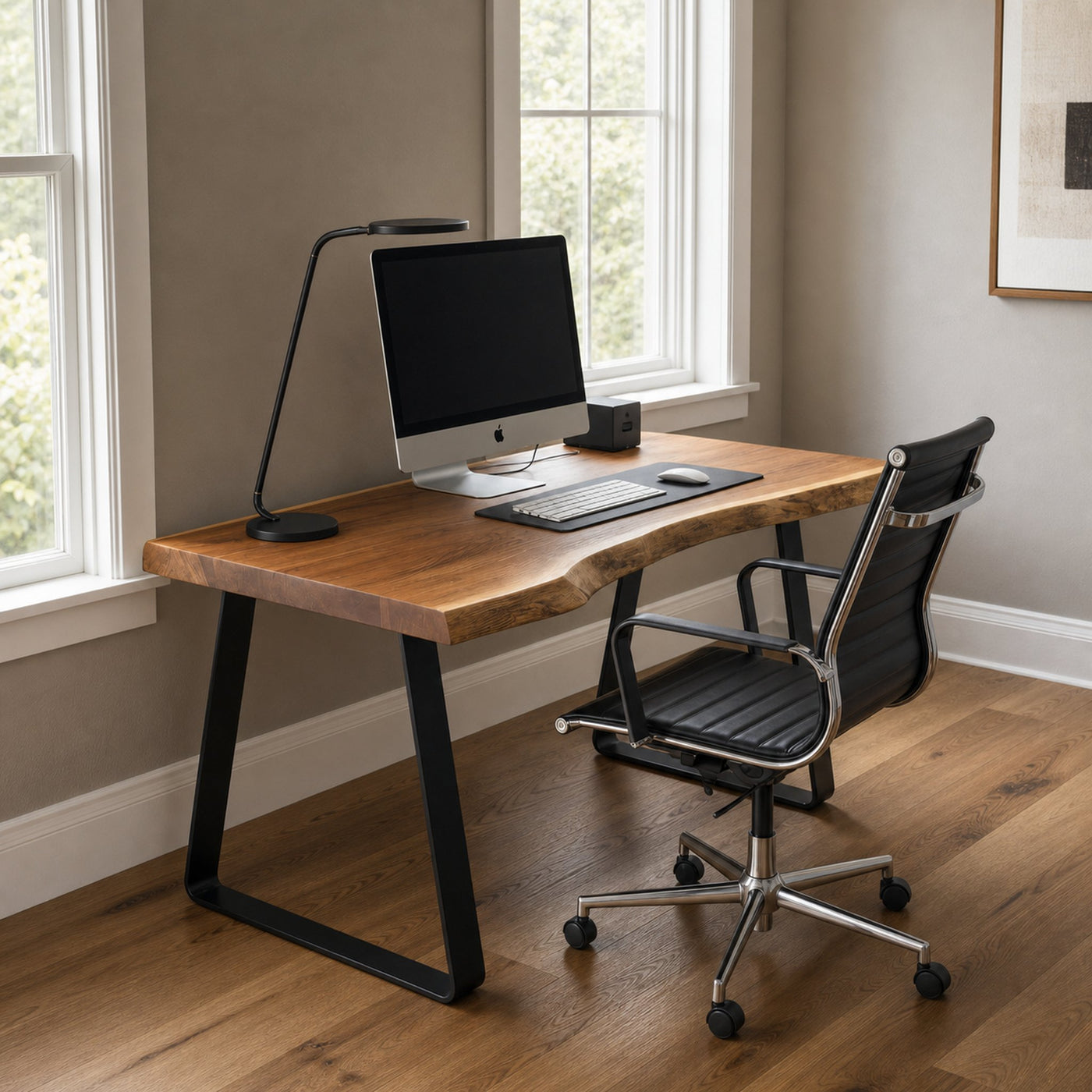 Modern Live Edge Office Desk With Metal Legs For Home Or Office