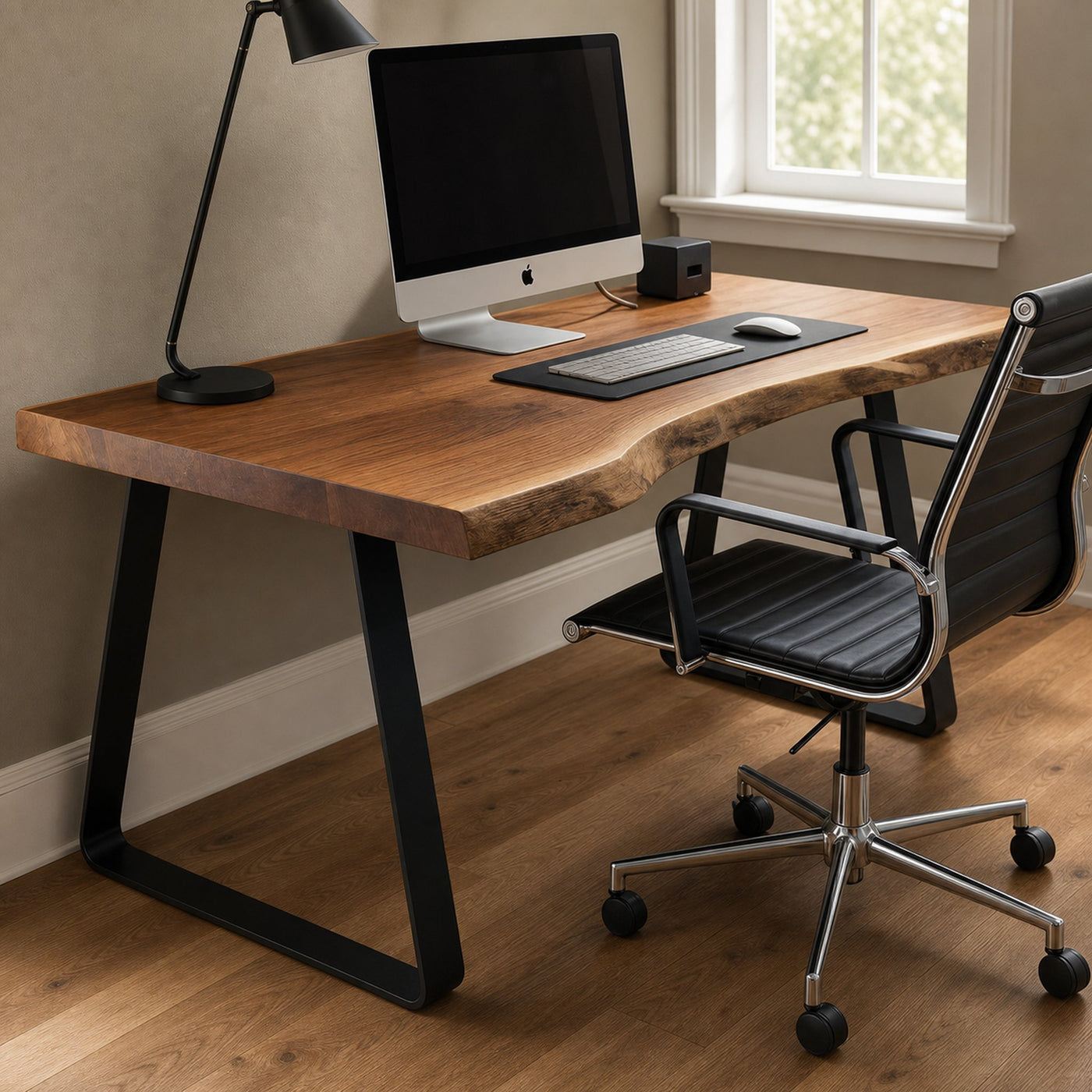 Modern Live Edge Office Desk With Metal Legs For Home Or Office - product view 2