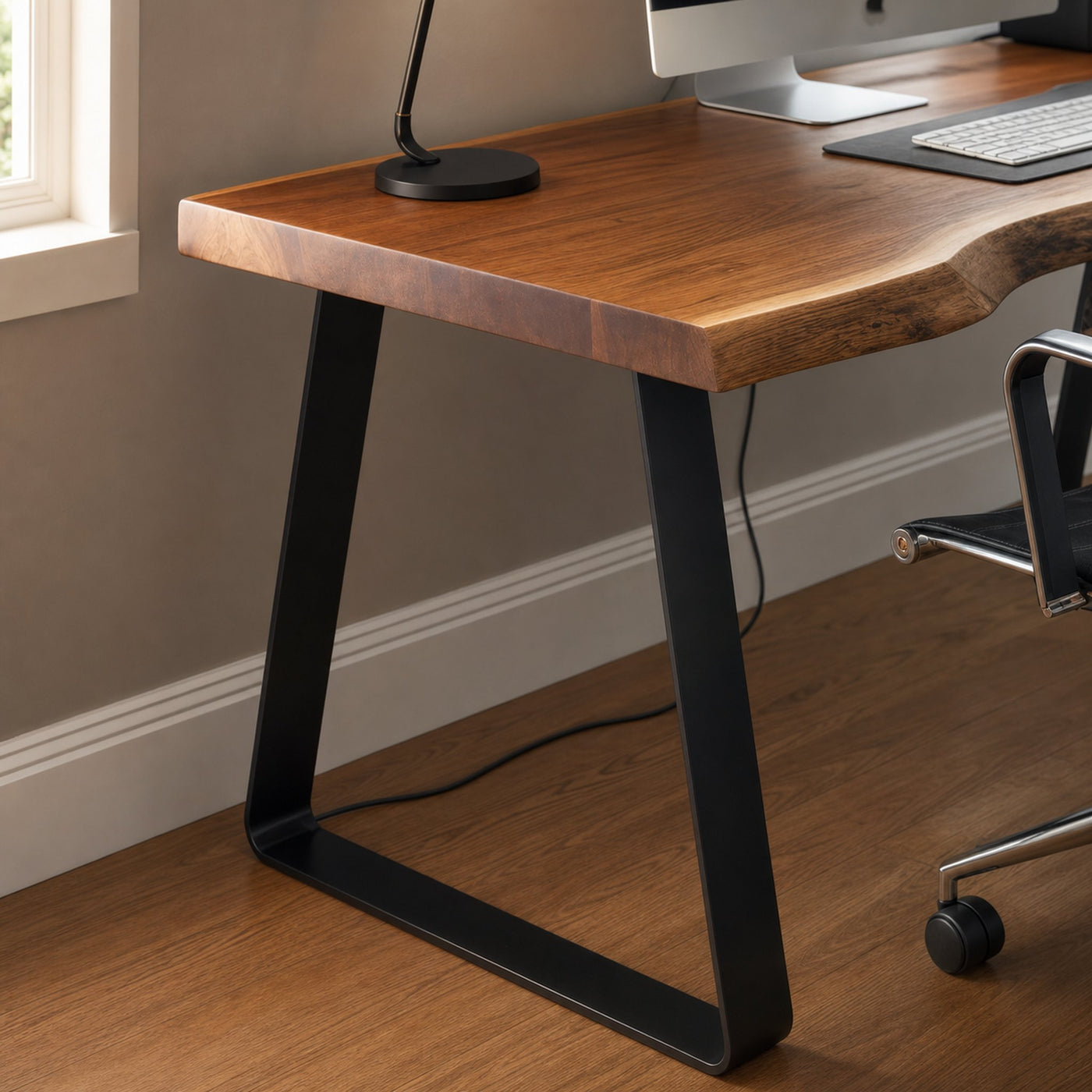 Modern Live Edge Office Desk With Metal Legs For Home Or Office - product view 3