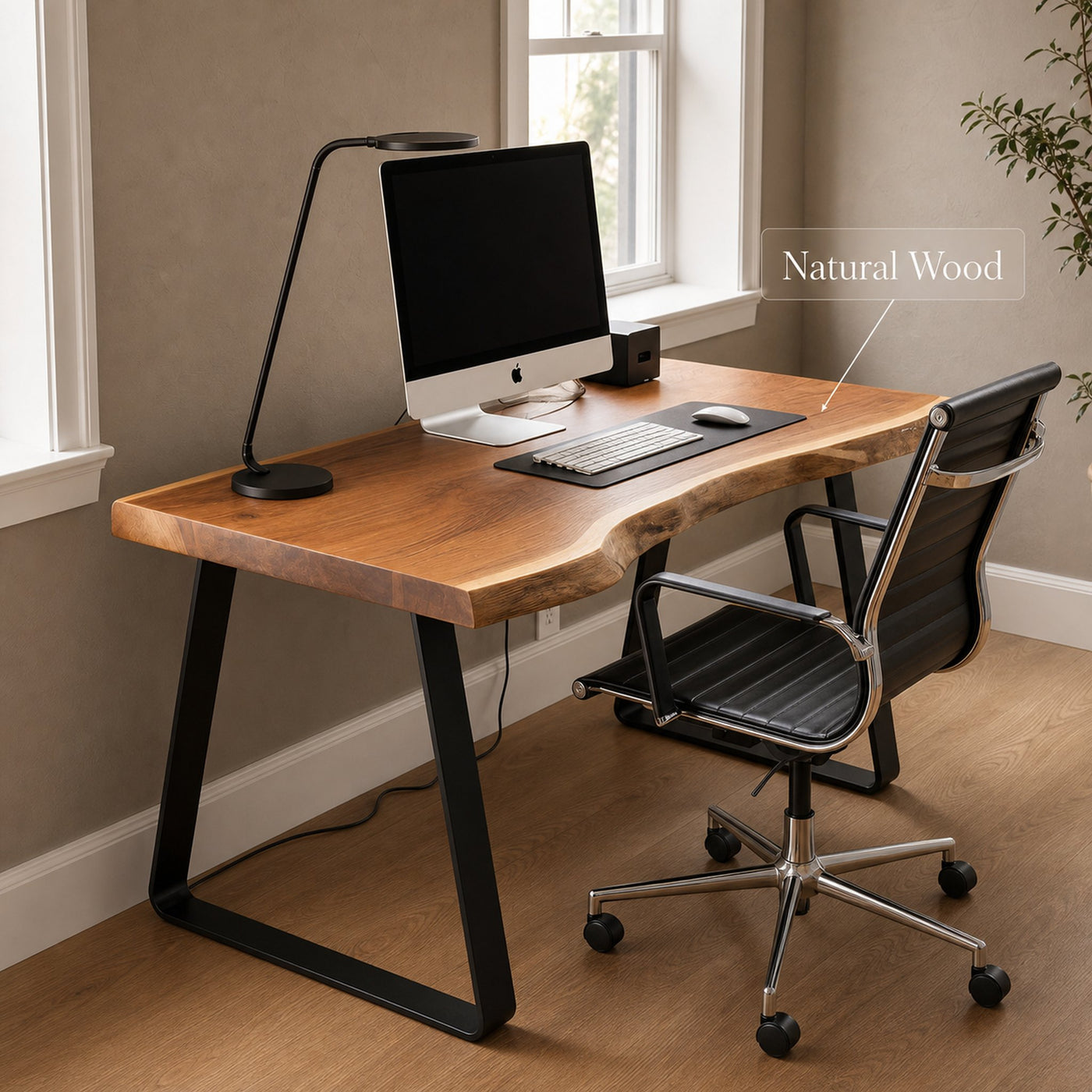 Modern Live Edge Office Desk With Metal Legs For Home Or Office - product view 5