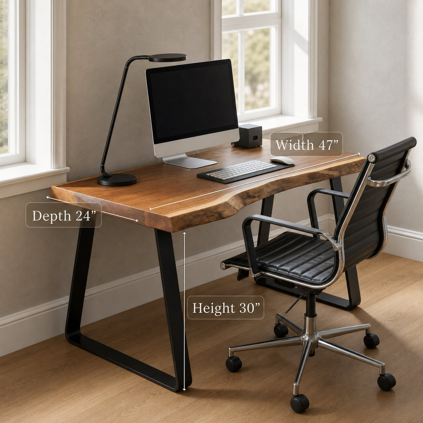 Modern Live Edge Office Desk With Metal Legs For Home Or Office - product view 6