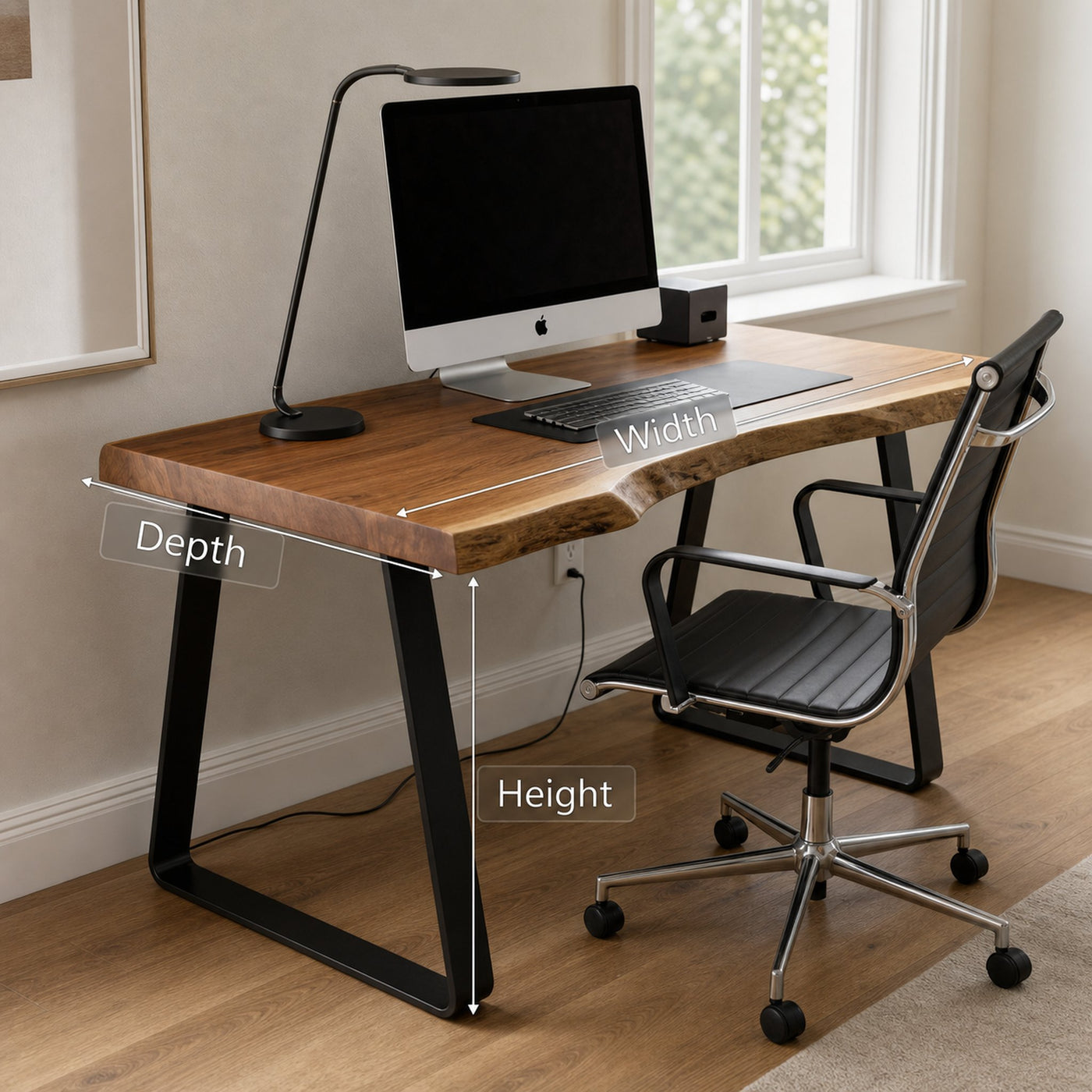 Modern Live Edge Office Desk With Metal Legs For Home Or Office - product view 7