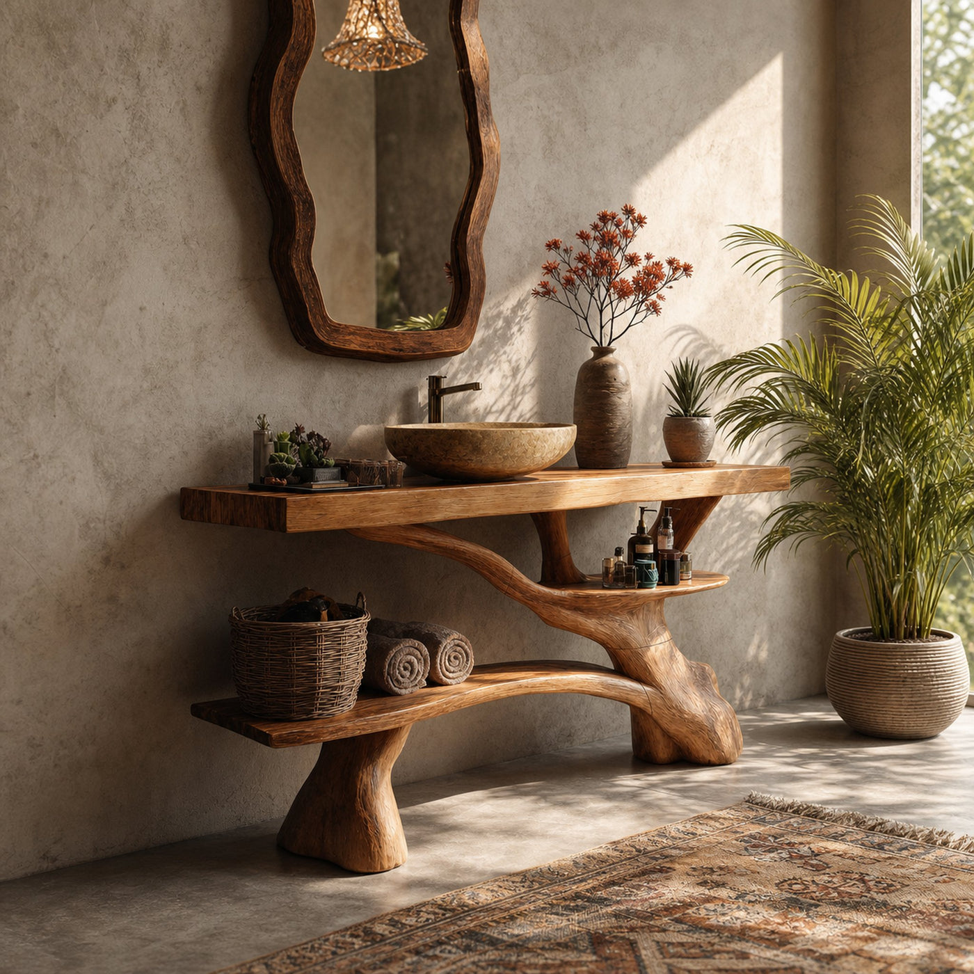 Modern Live Edge Tree Trunk Vanity For Contemporary Bathroom Furniture
