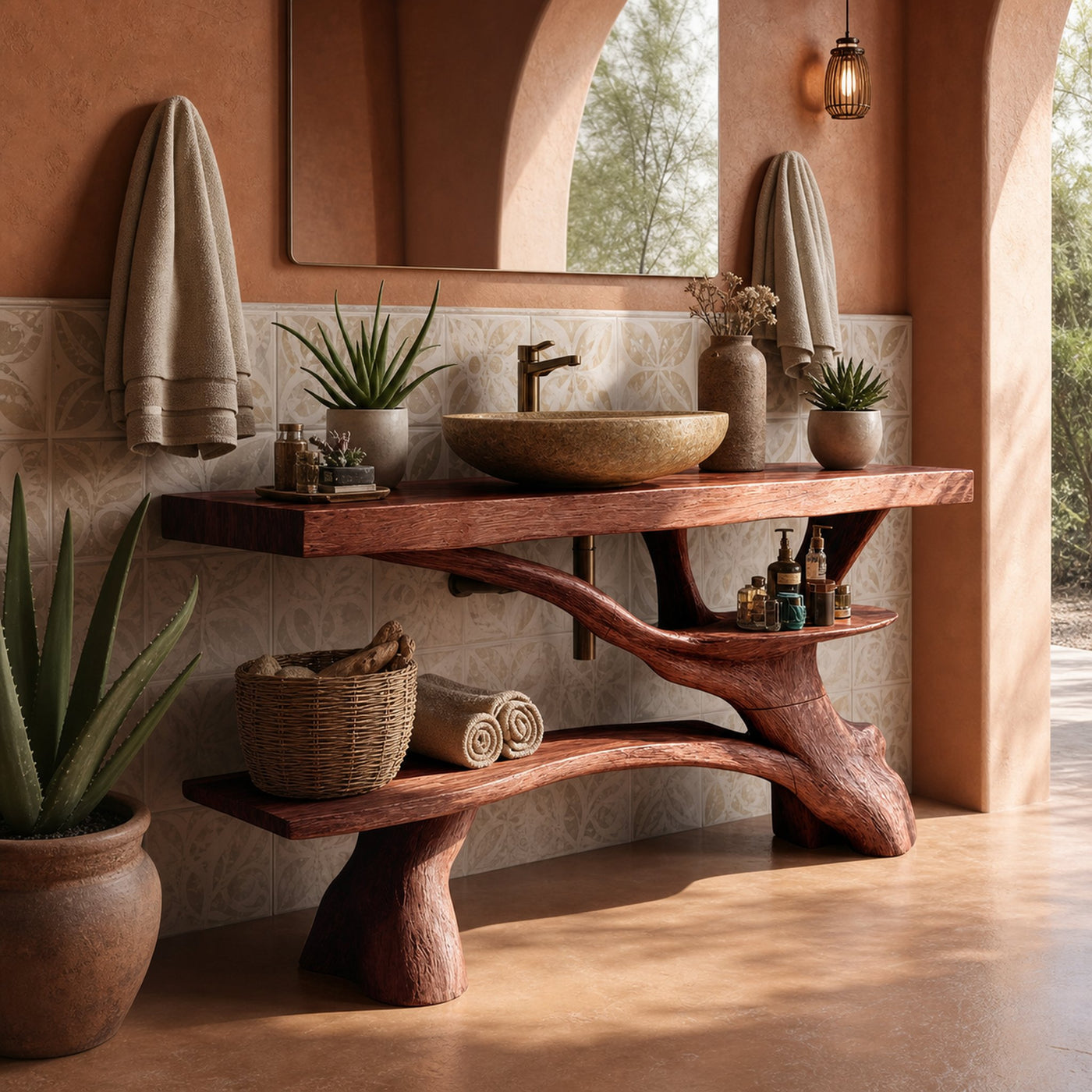 Modern Live Edge Tree Trunk Vanity For Contemporary Bathroom Furniture - product view 7