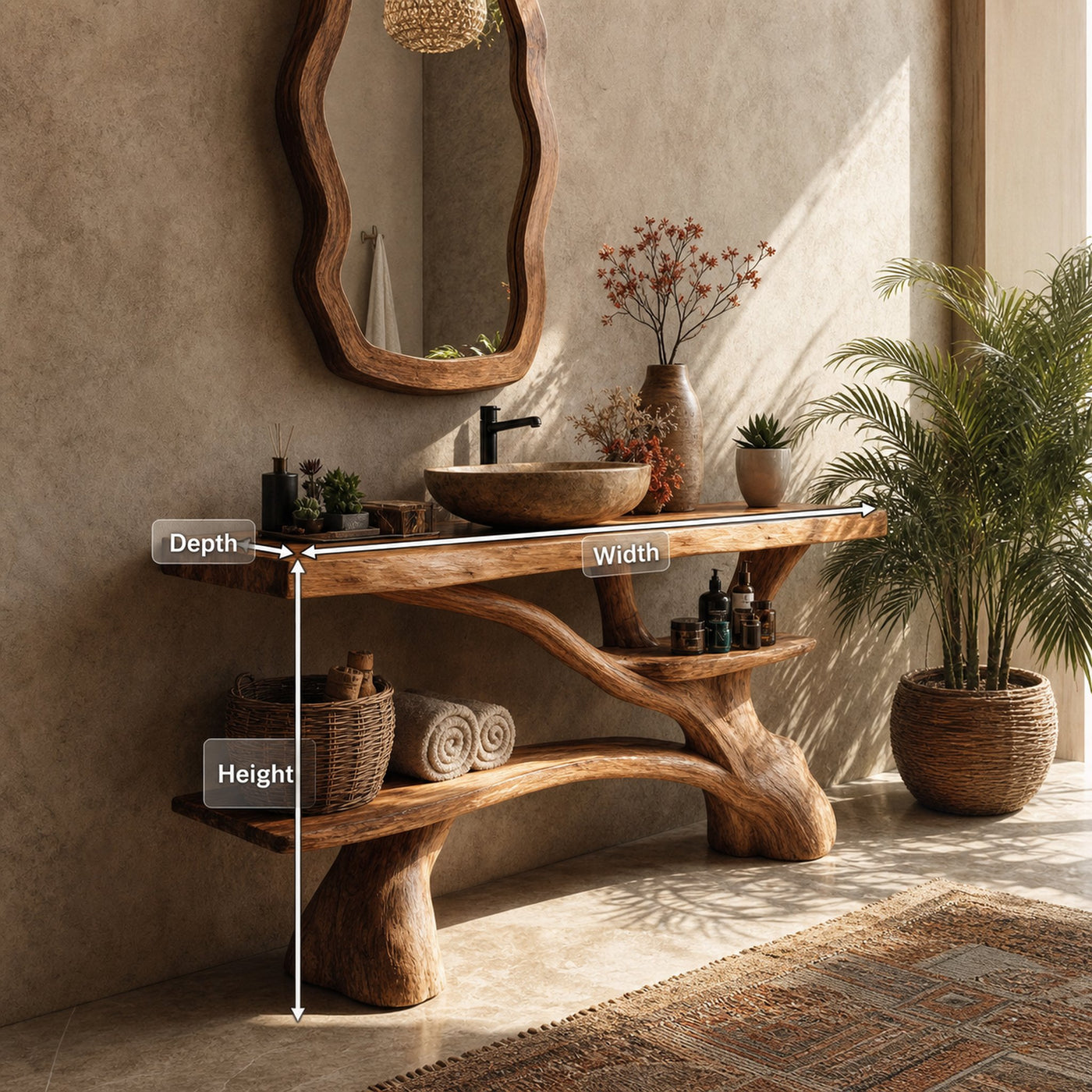 Modern Live Edge Tree Trunk Vanity For Contemporary Bathroom Furniture - product view 8
