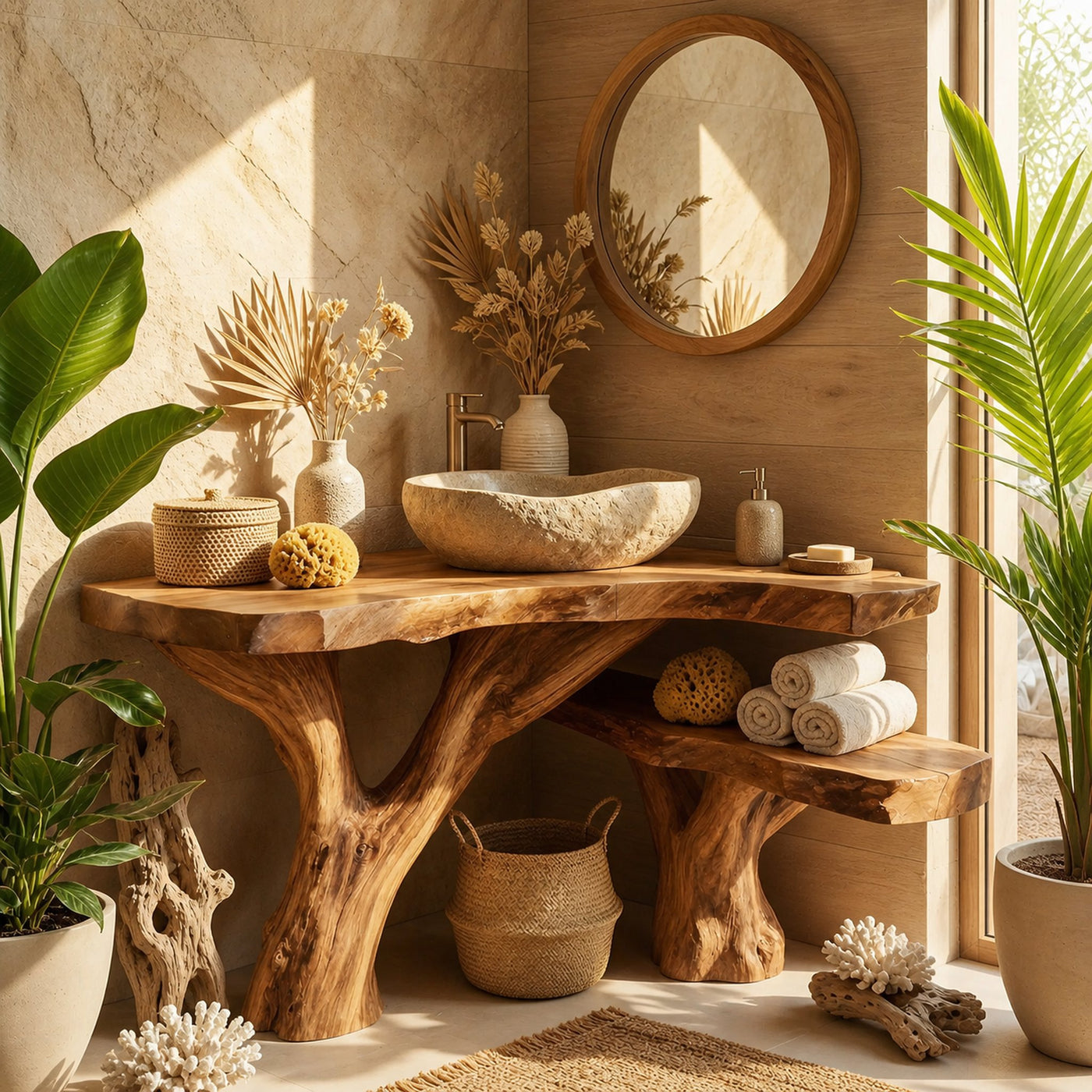 Modern Live Edge Vanity For Master Bathroom Design - product view 4