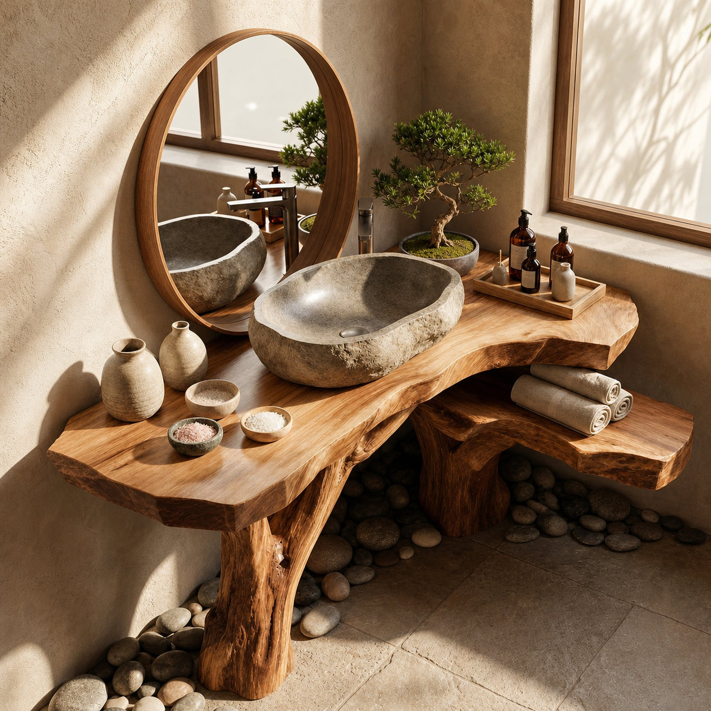 Modern Live Edge Vanity For Master Bathroom Design - product view 6