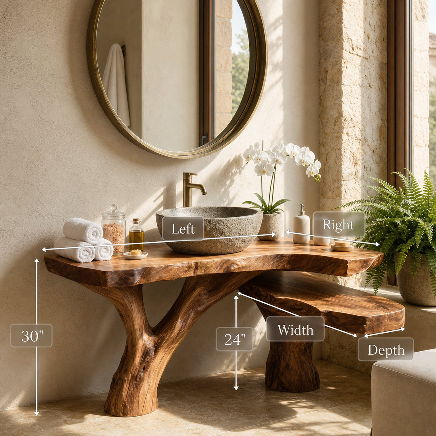 Modern Live Edge Vanity For Master Bathroom Design - product view 7