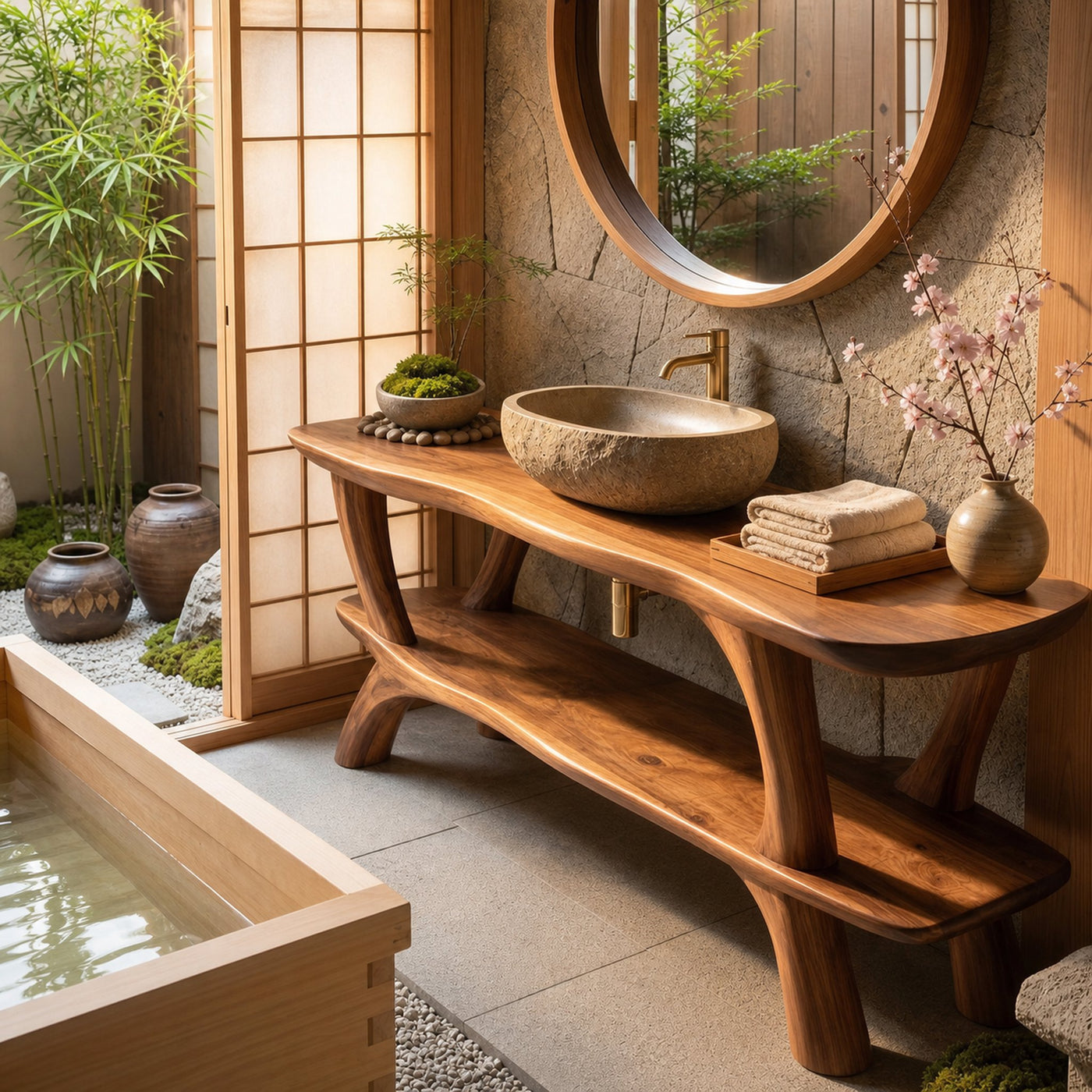 Modern Live Edge Vanity For Renovation Bathroom Project - product view 2