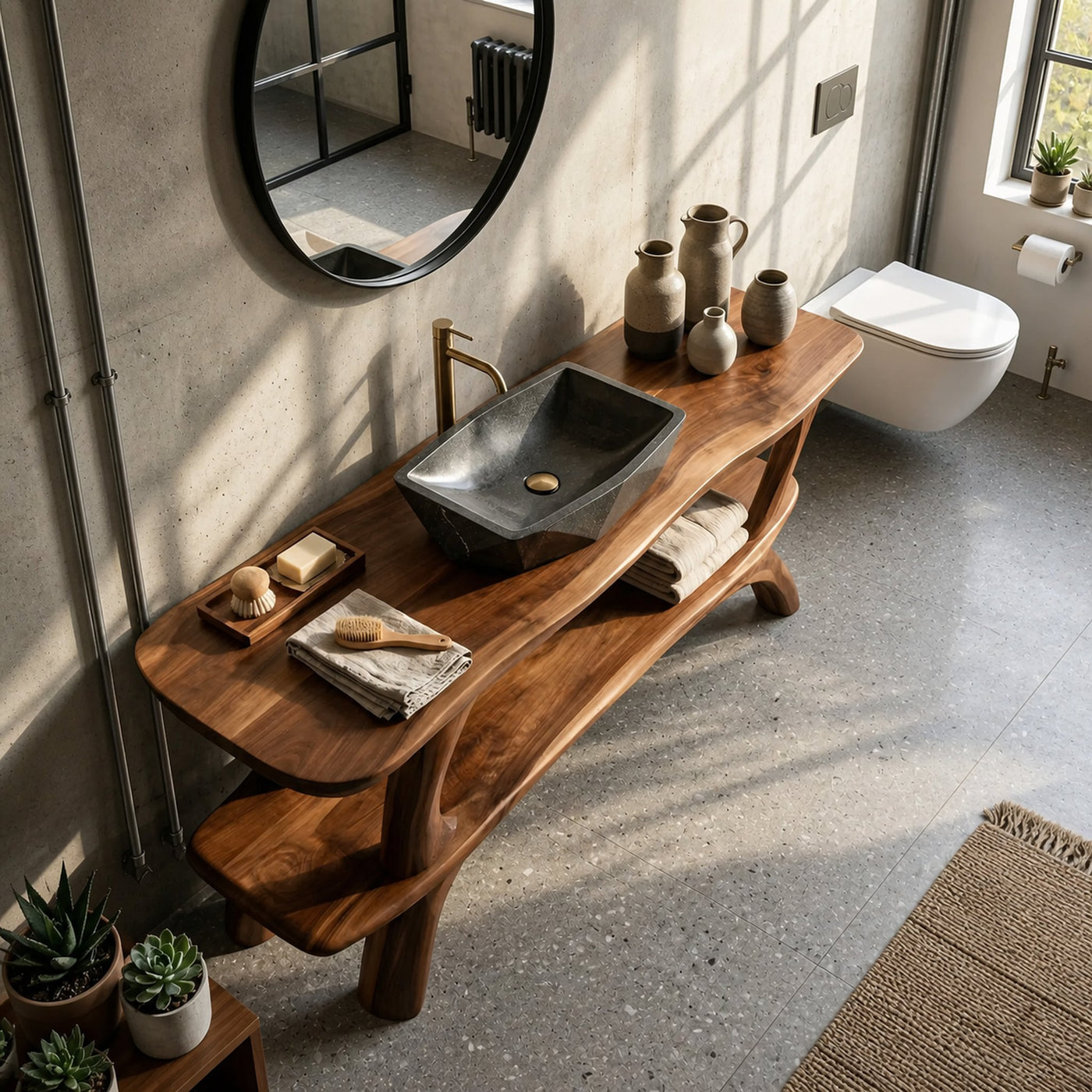 Modern Live Edge Vanity For Renovation Bathroom Project - product view 6
