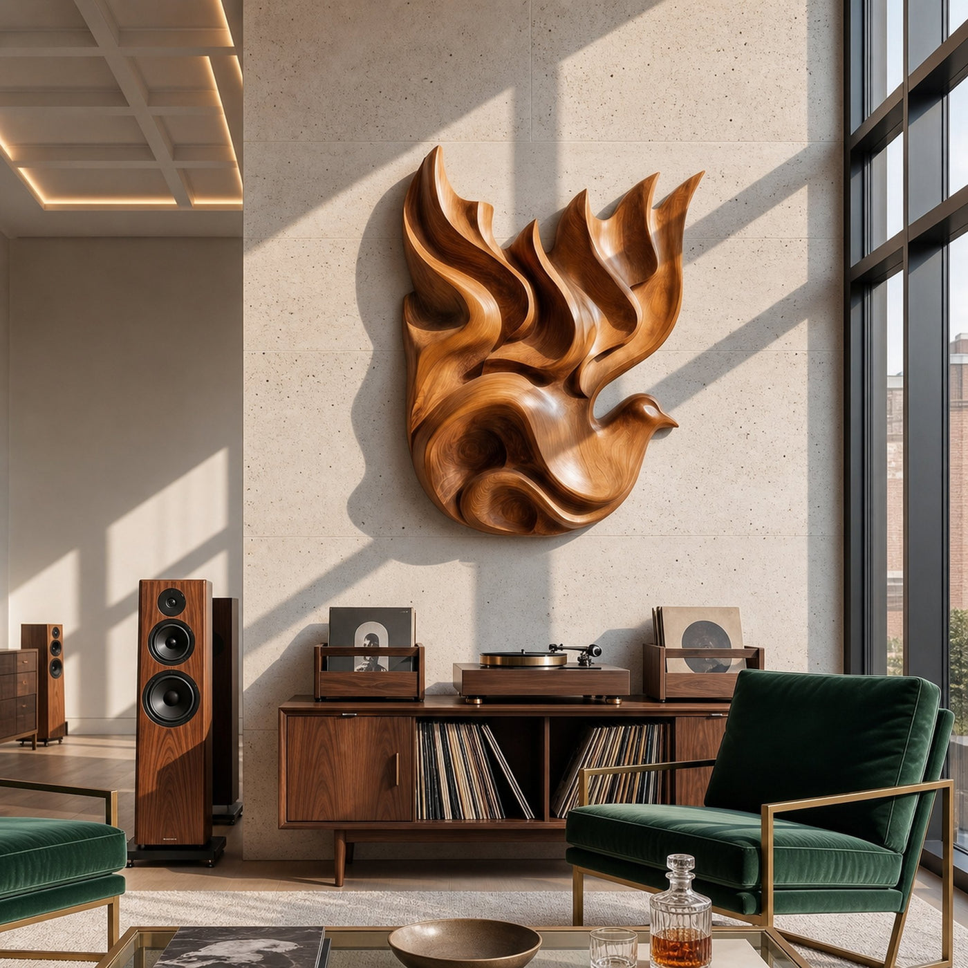 Modern Luxe Dove Wood Wall Art Urban Bedroom Interior Design - product view 4