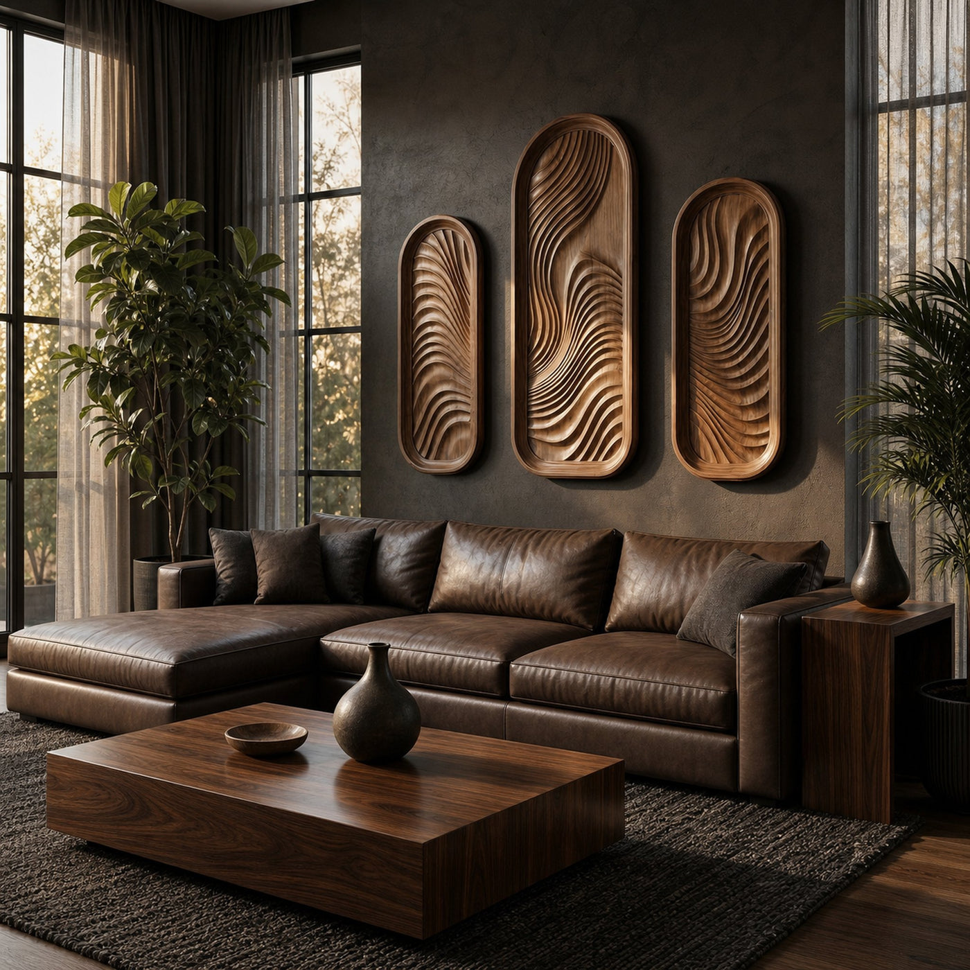 Modern Minimalist Wood Sculpture Wall Art Living Room And Hallway - product view 4