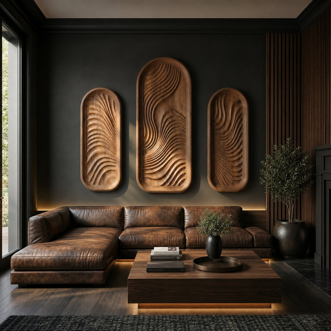 Modern Minimalist Wood Sculpture Wall Art Living Room And Hallway - product view 5