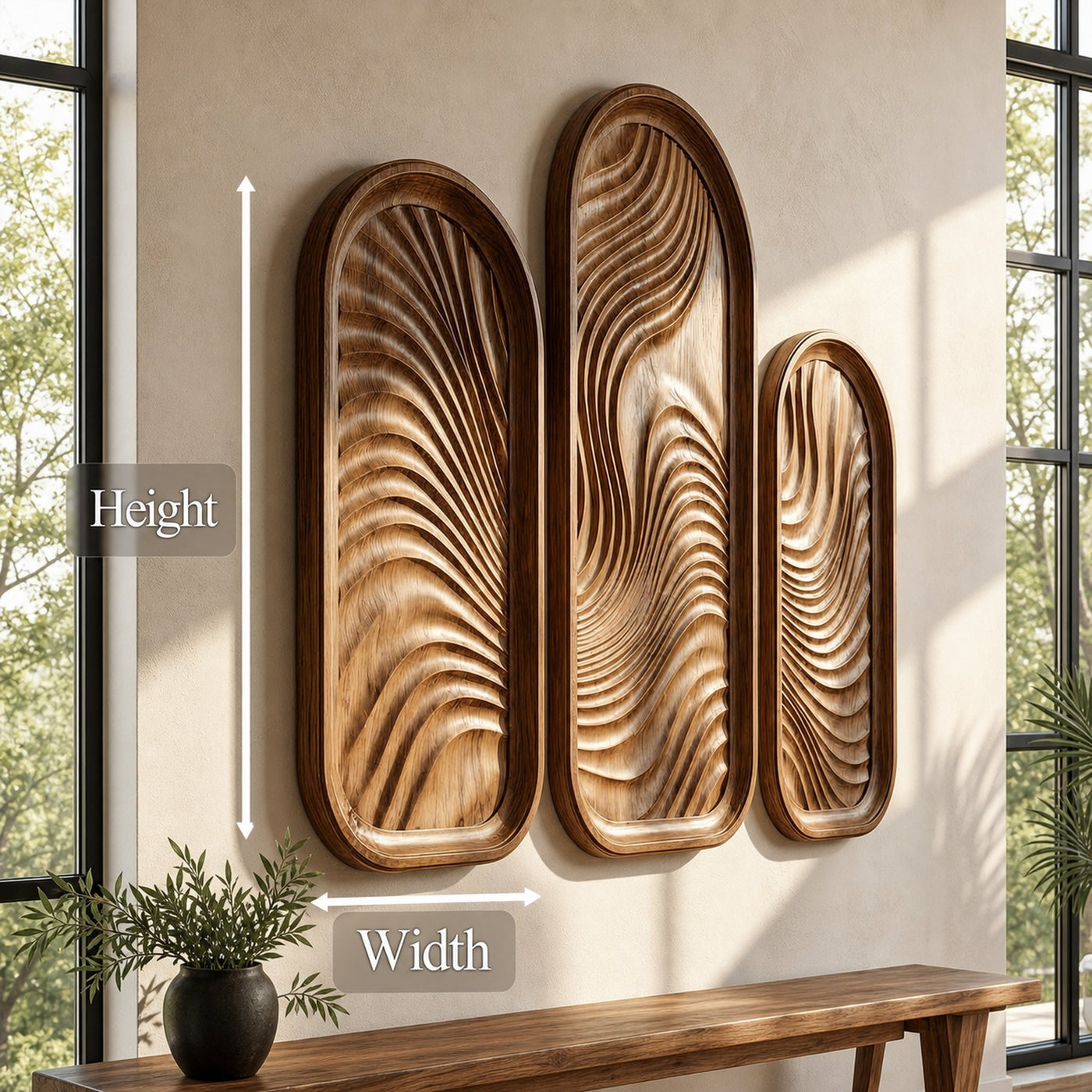 Modern Minimalist Wood Sculpture Wall Art Living Room And Hallway - product view 6