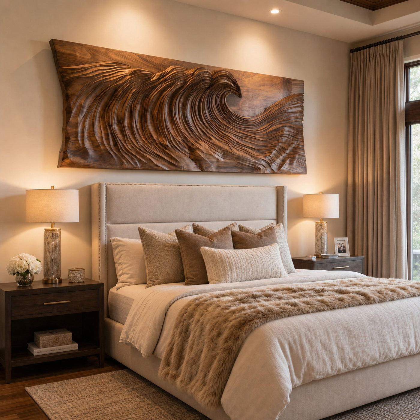 Modern Ocean Wave Wood Wall Art Living Room Wall Decor - product view 2
