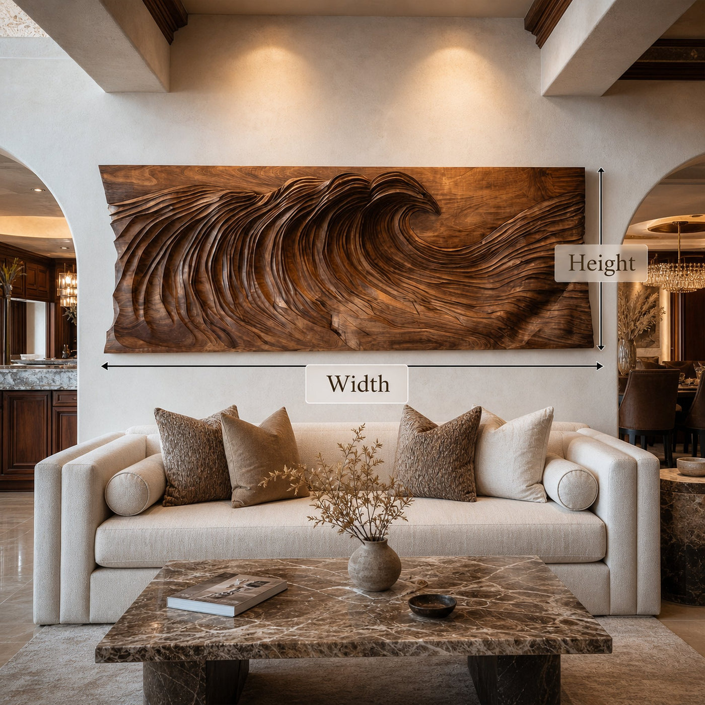 Modern Ocean Wave Wood Wall Art Living Room Wall Decor - product view 6