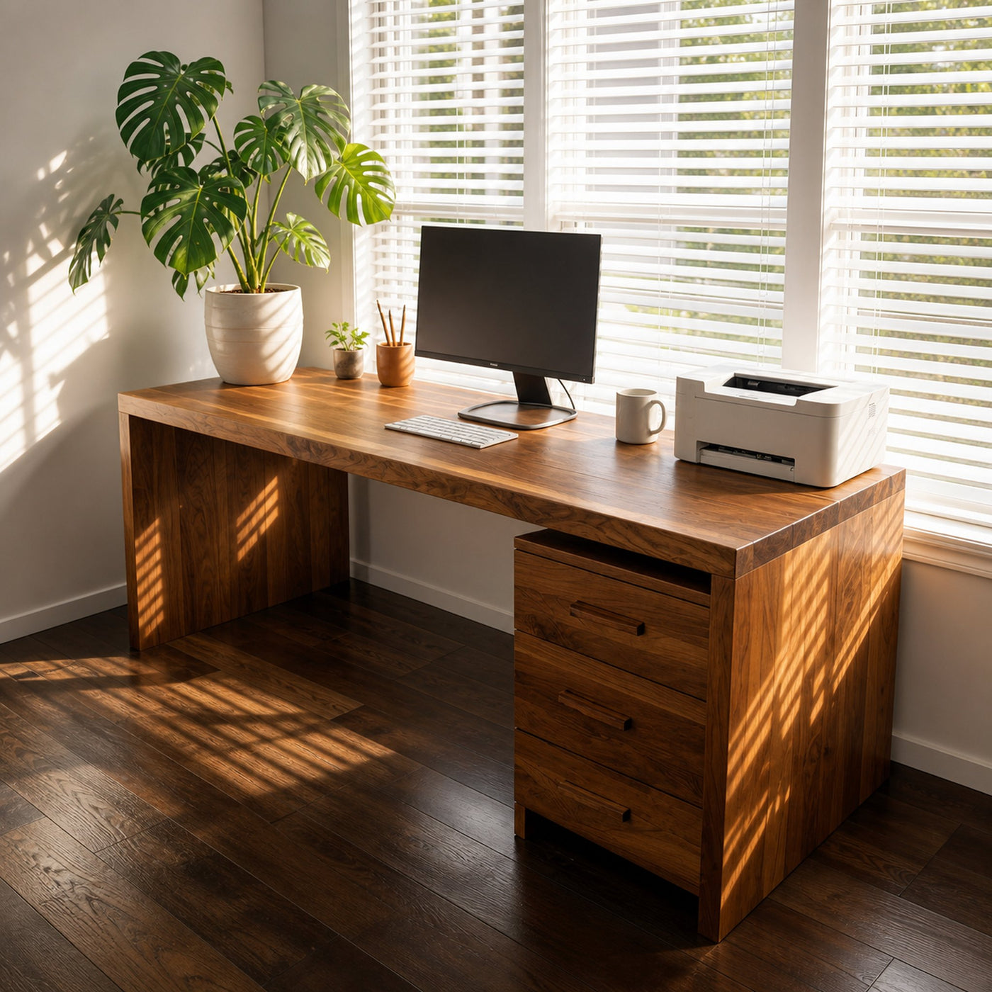 Modern Office Desk With Drawers For Home Office