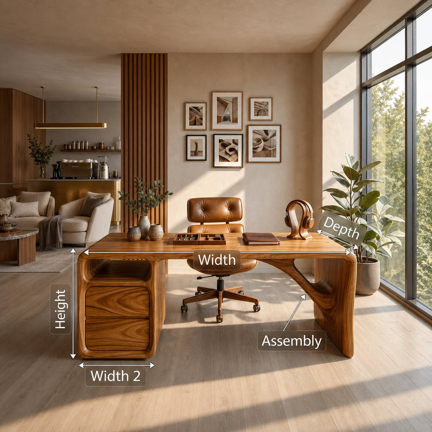 Modern Office Desk With Sculptural Base For Open Living Workspace - product view 8