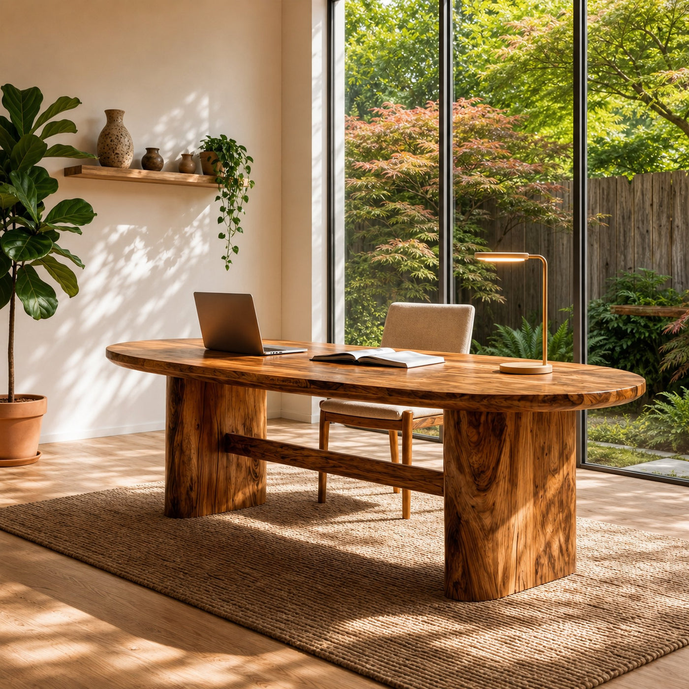 Modern Organic Desk With Natural Wood Design For Home Office