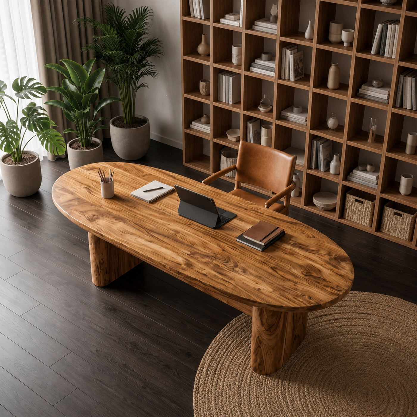 Modern Organic Desk With Natural Wood Design For Home Office - product view 2