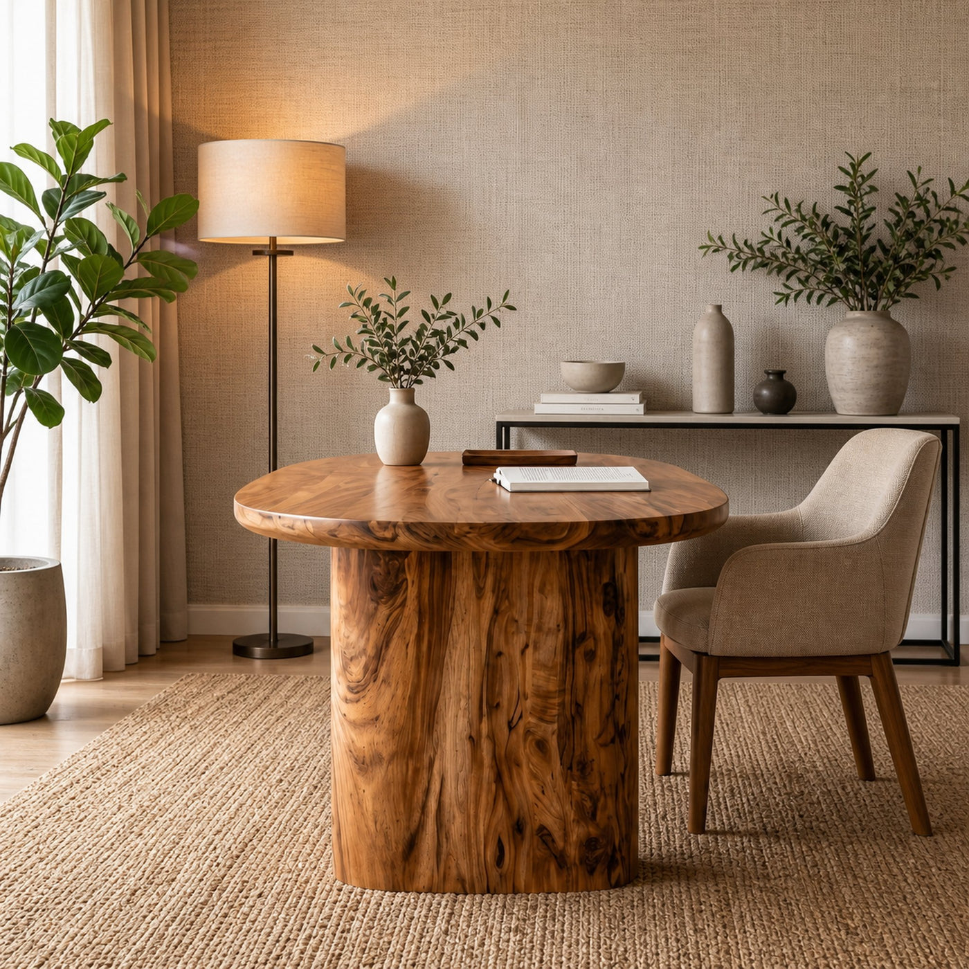Modern Organic Desk With Natural Wood Design For Home Office - product view 3