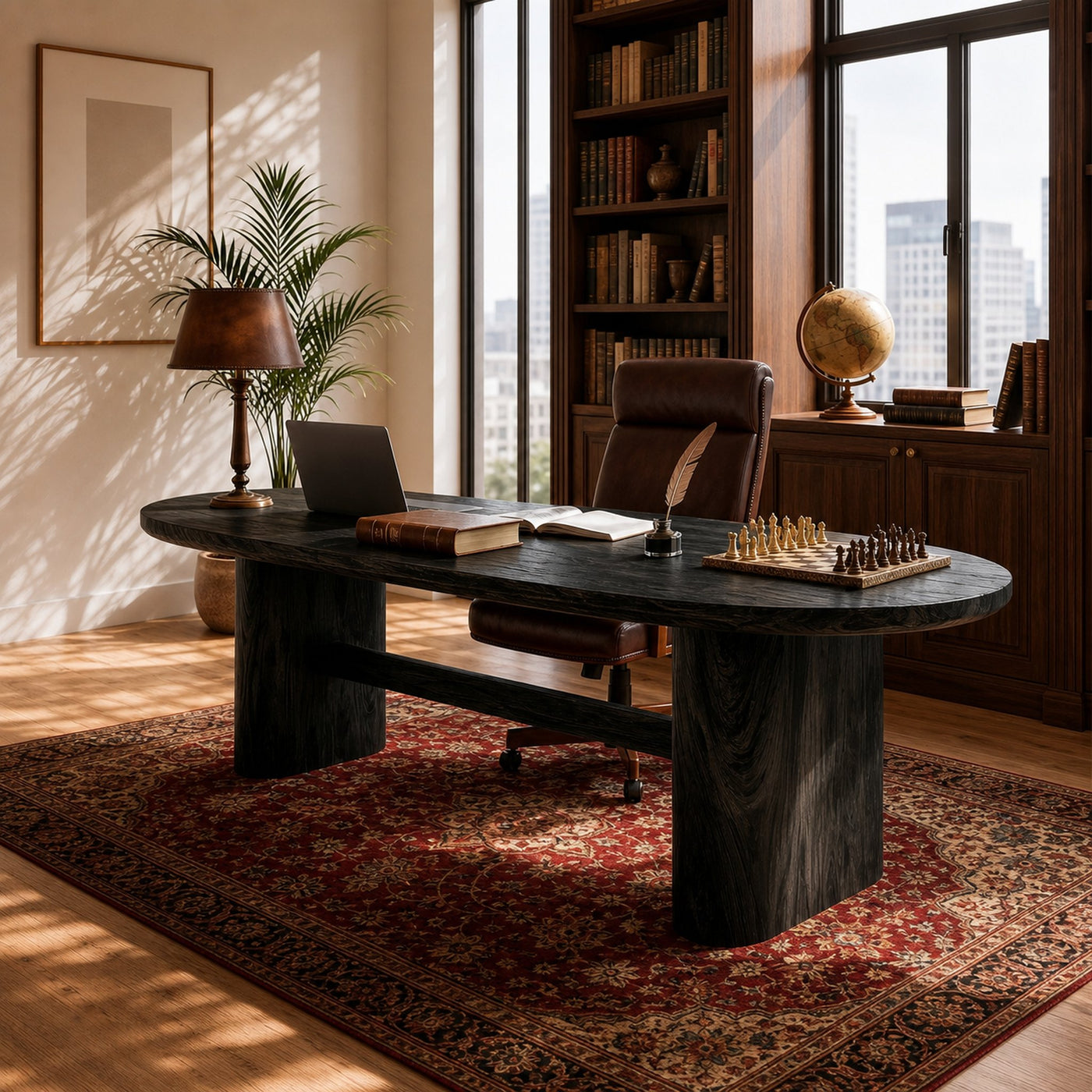 Modern Organic Desk With Natural Wood Design For Home Office - product view 4