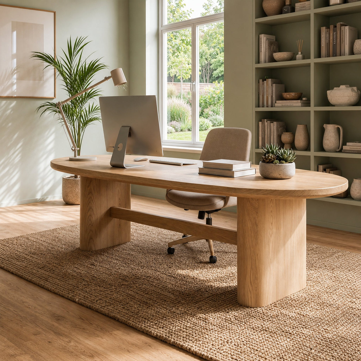 Modern Organic Desk With Natural Wood Design For Home Office - product view 5
