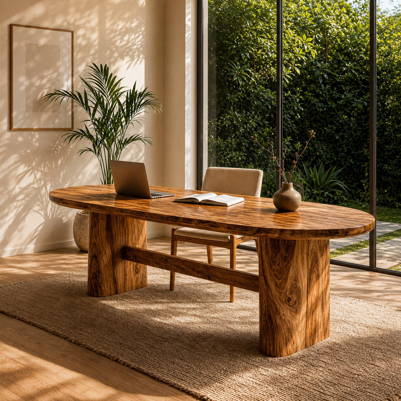 Modern Organic Desk With Natural Wood Design For Home Office - product view 6