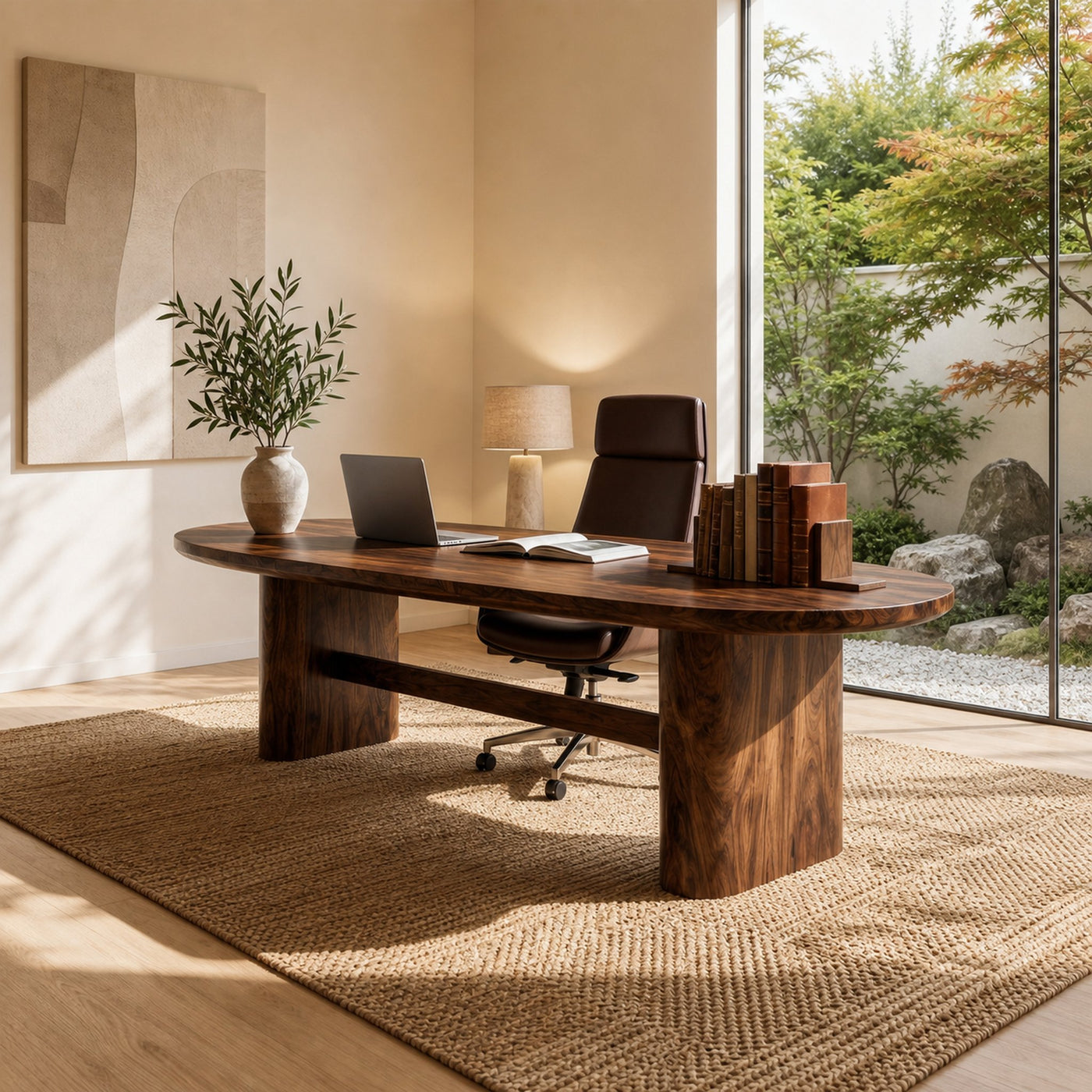 Modern Organic Desk With Natural Wood Design For Home Office - product view 7