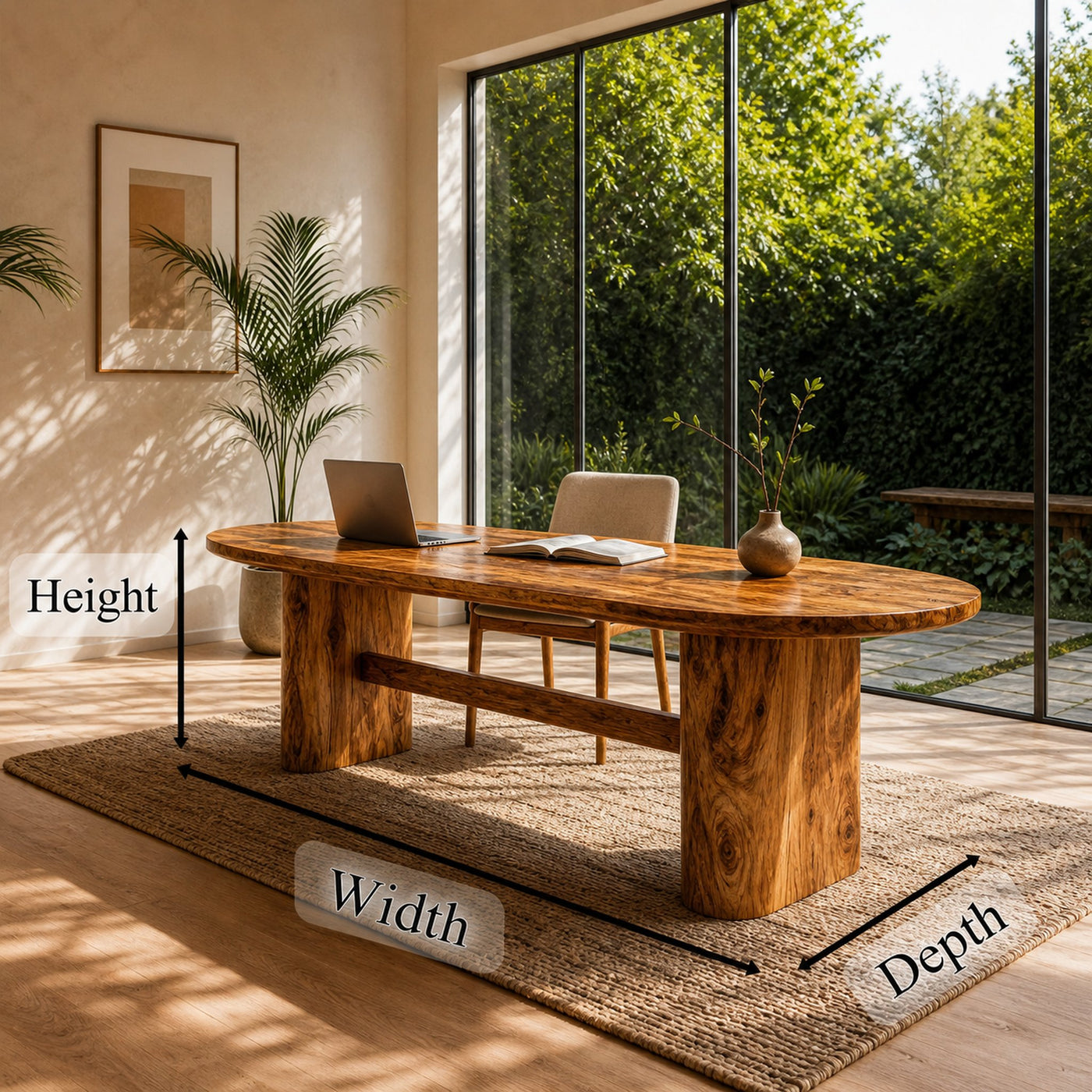 Modern Organic Desk With Natural Wood Design For Home Office - product view 8