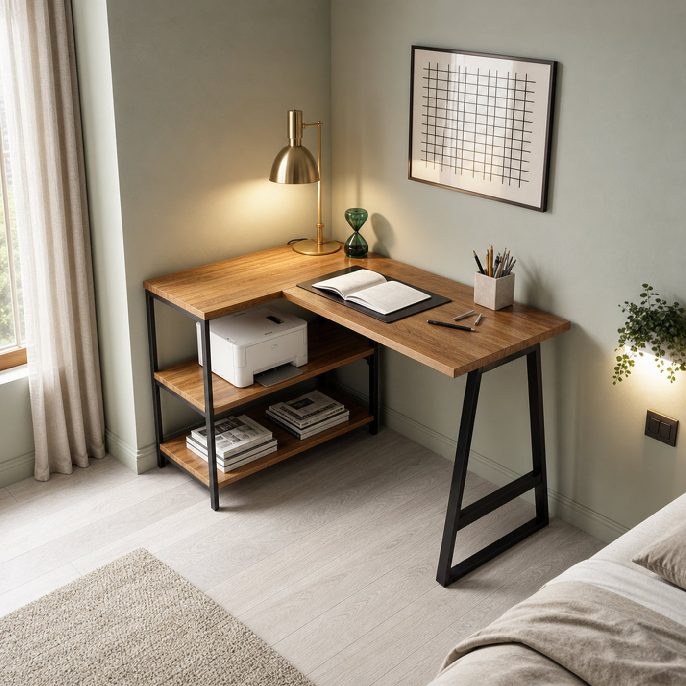 Modern Organic Line Corner Office Desk Work Room And Bedroom