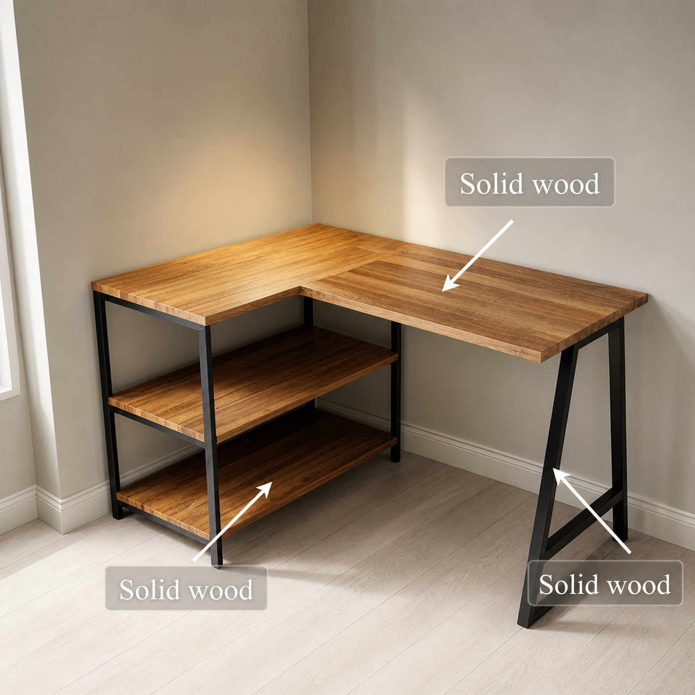 Modern Organic Line Corner Office Desk Work Room And Bedroom - product view 3