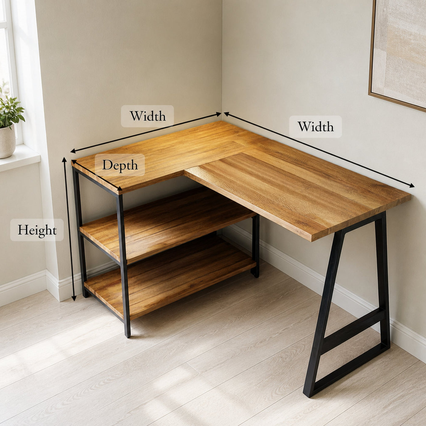 Modern Organic Line Corner Office Desk Work Room And Bedroom - product view 4