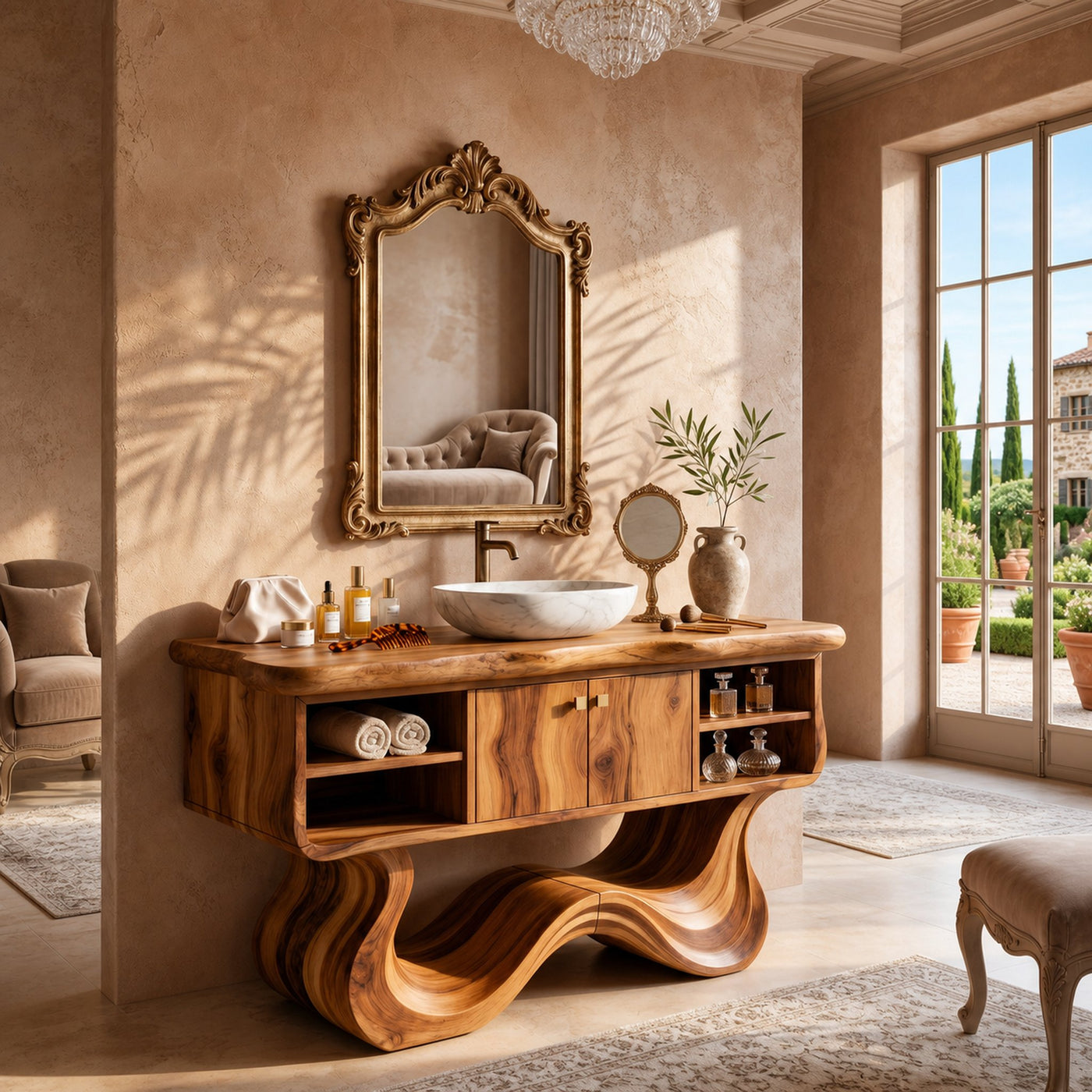 Modern Organic Vanity With Open Shelf For Spa Bathroom - product view 6