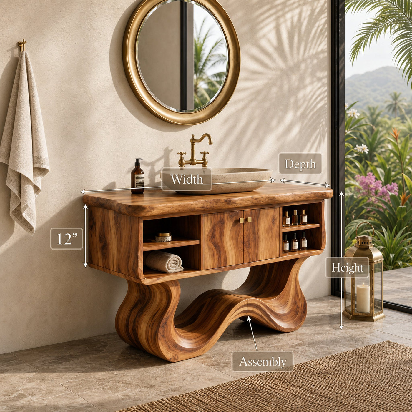 Modern Organic Vanity With Open Shelf For Spa Bathroom - product view 8
