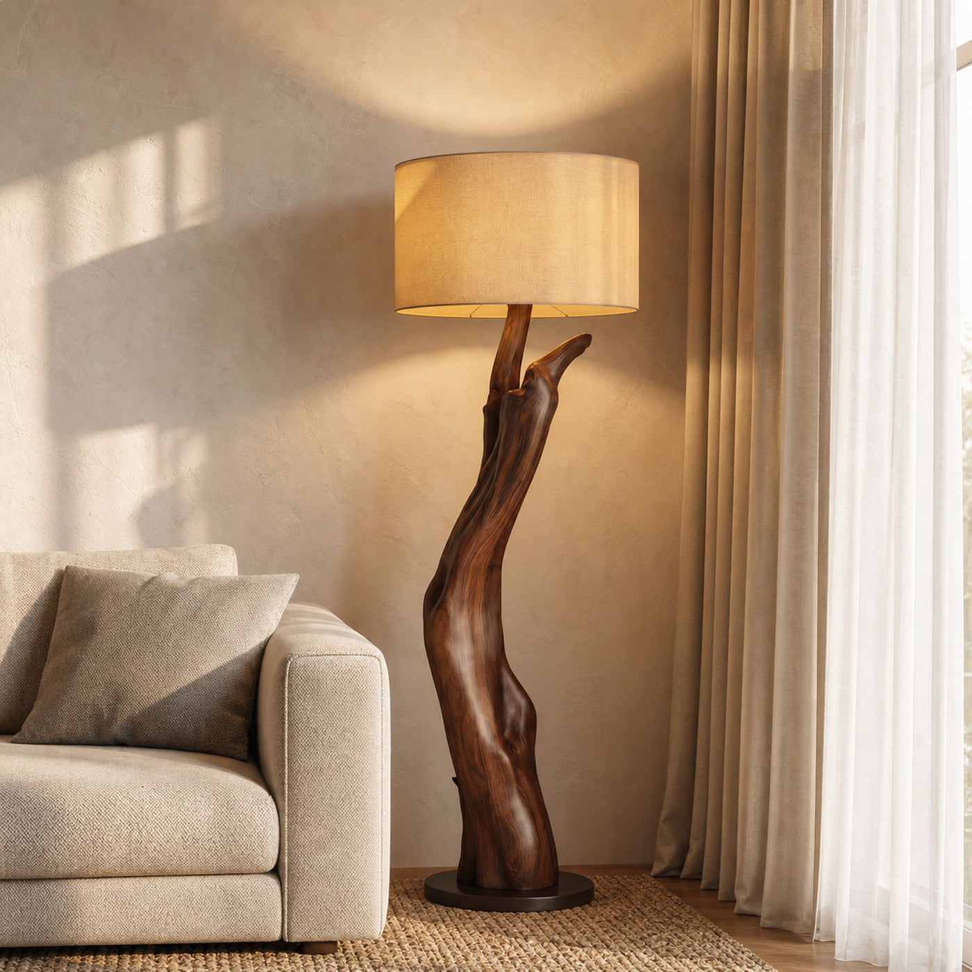 Modern Organic Wood Floor Lamp For Bedroom And Corner - product view 7