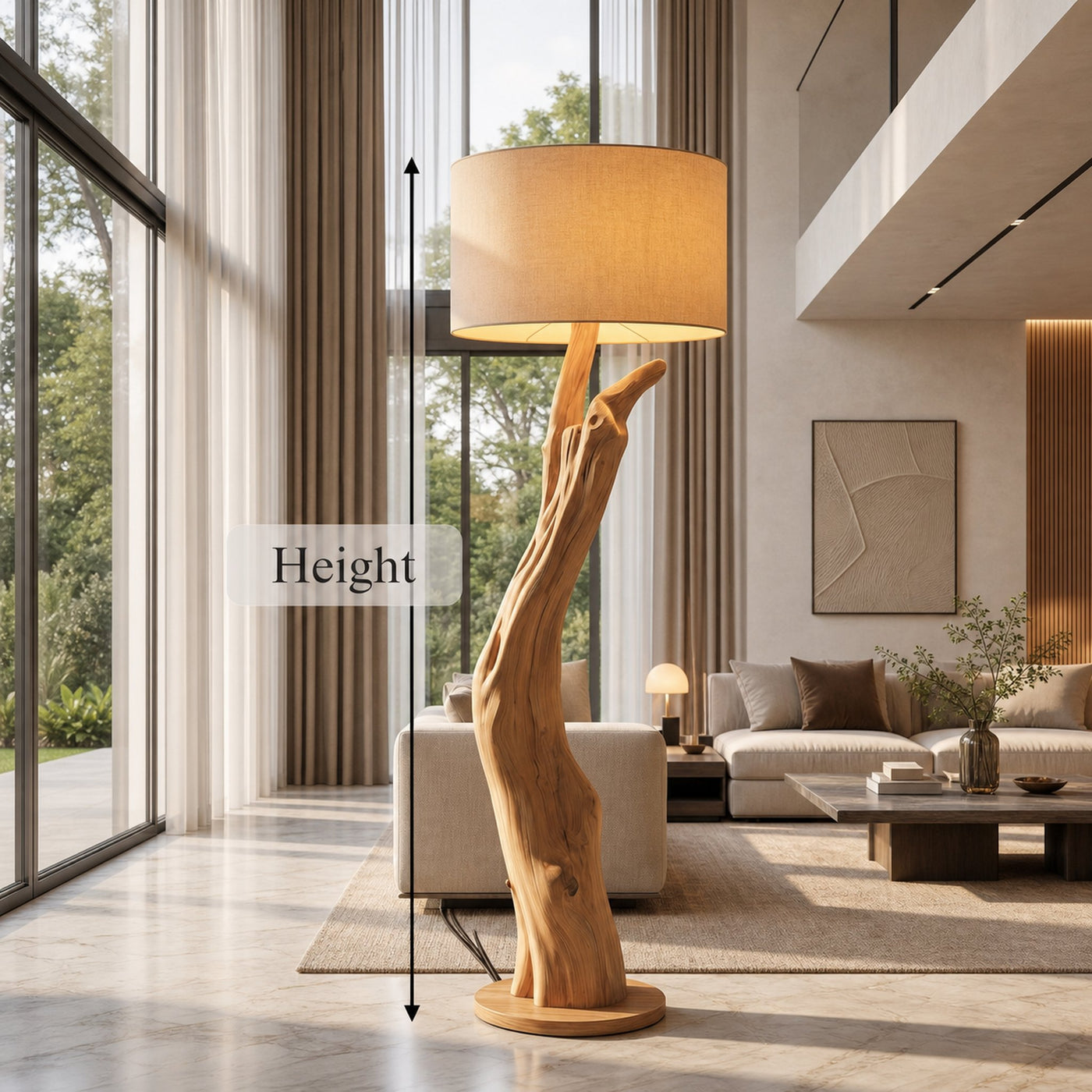 Modern Organic Wood Floor Lamp For Bedroom And Corner - product view 8
