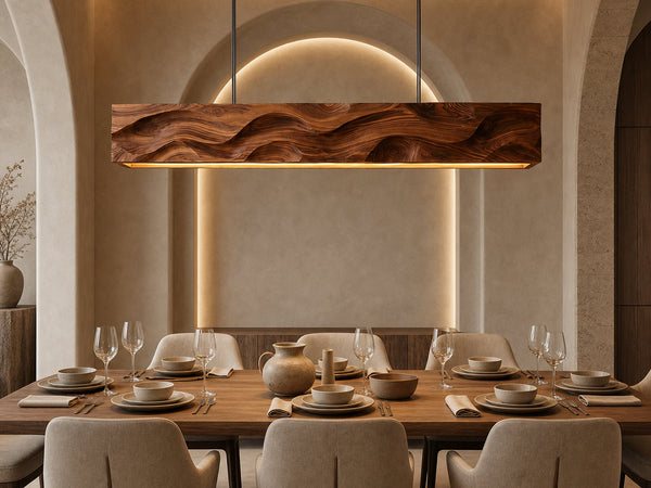 Modern Pendant Lighting With Carved Wave For Dining Area