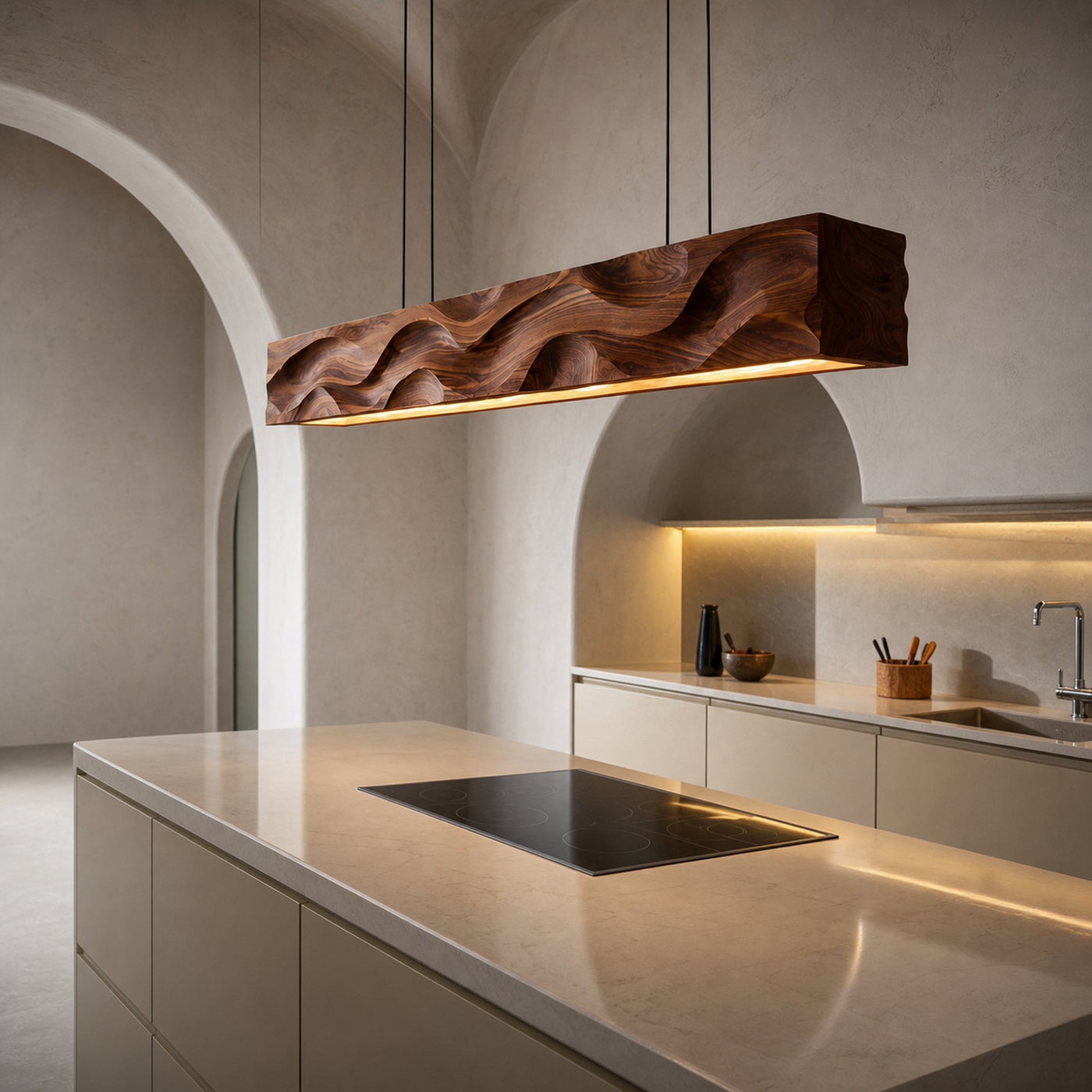 Modern Pendant Lighting With Carved Wave For Dining Area - product view 2