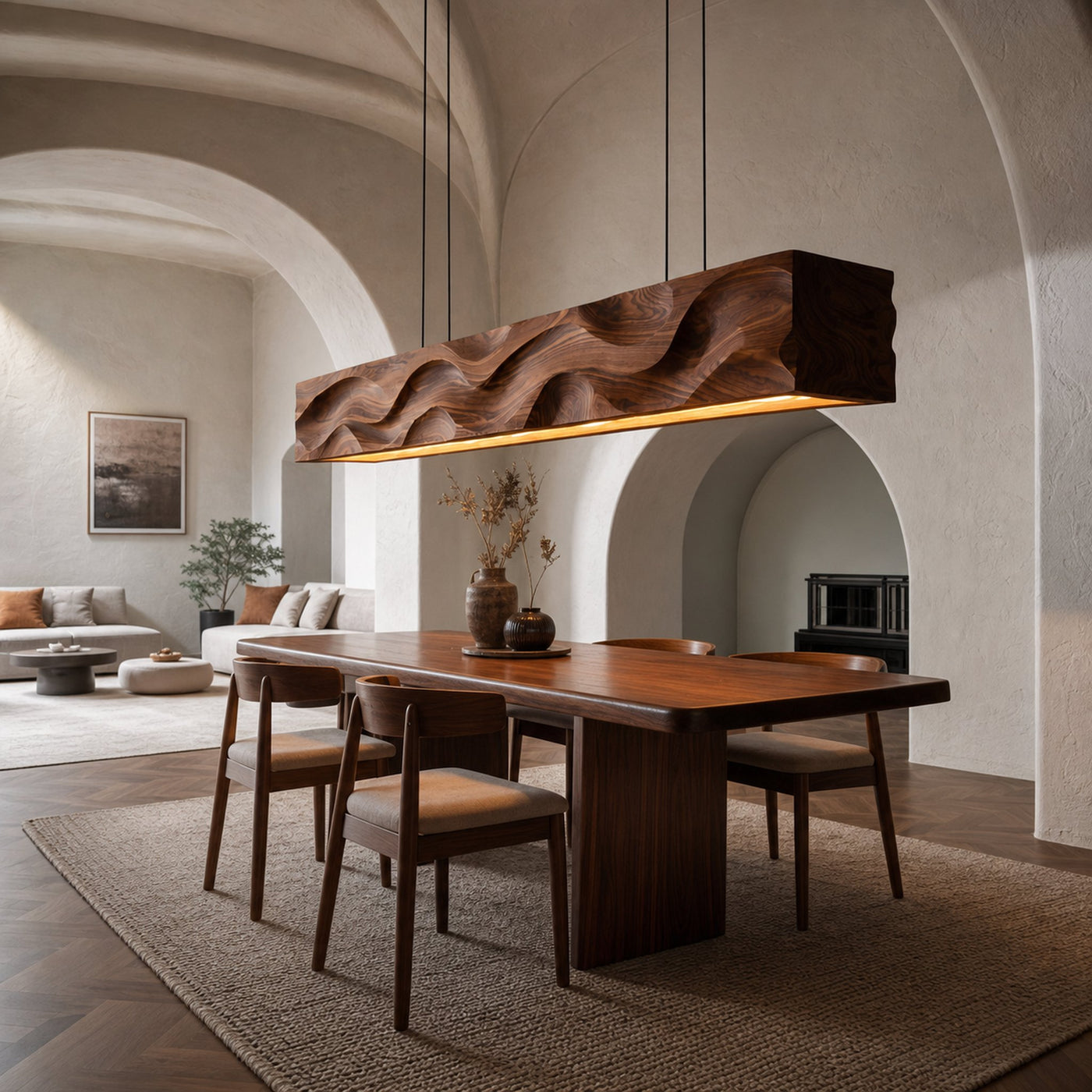 Modern Pendant Lighting With Carved Wave For Dining Area - product view 3
