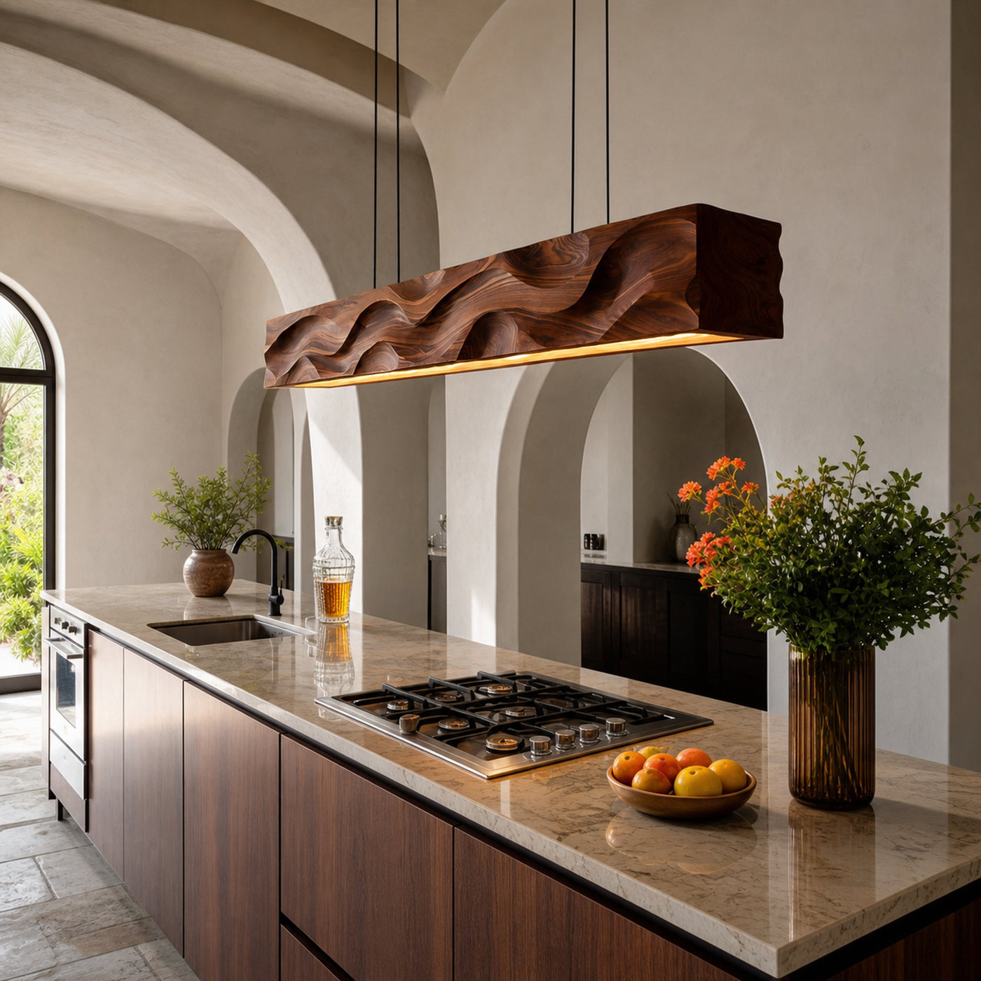 Modern Pendant Lighting With Carved Wave For Dining Area - product view 4