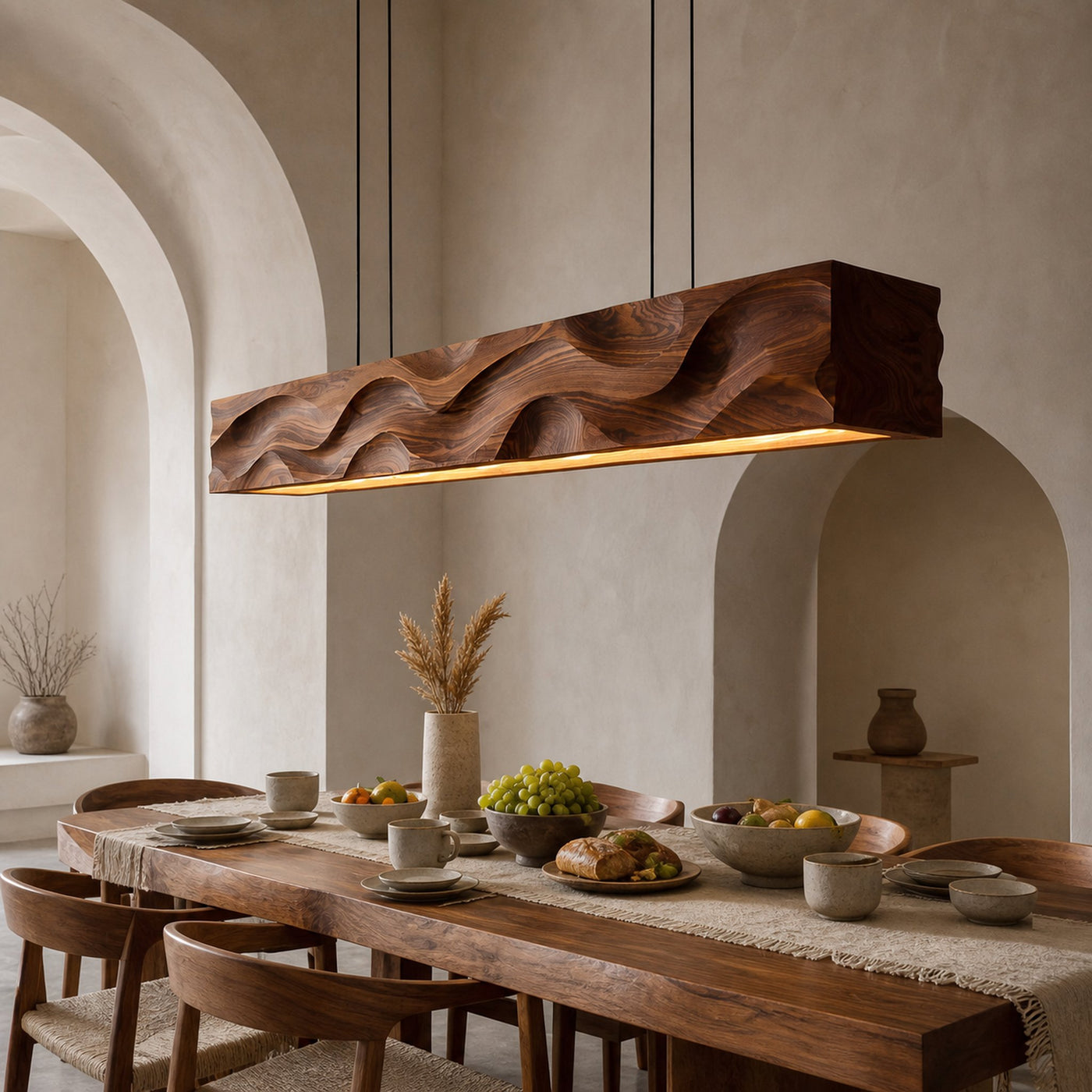 Modern Pendant Lighting With Carved Wave For Dining Area - product view 5