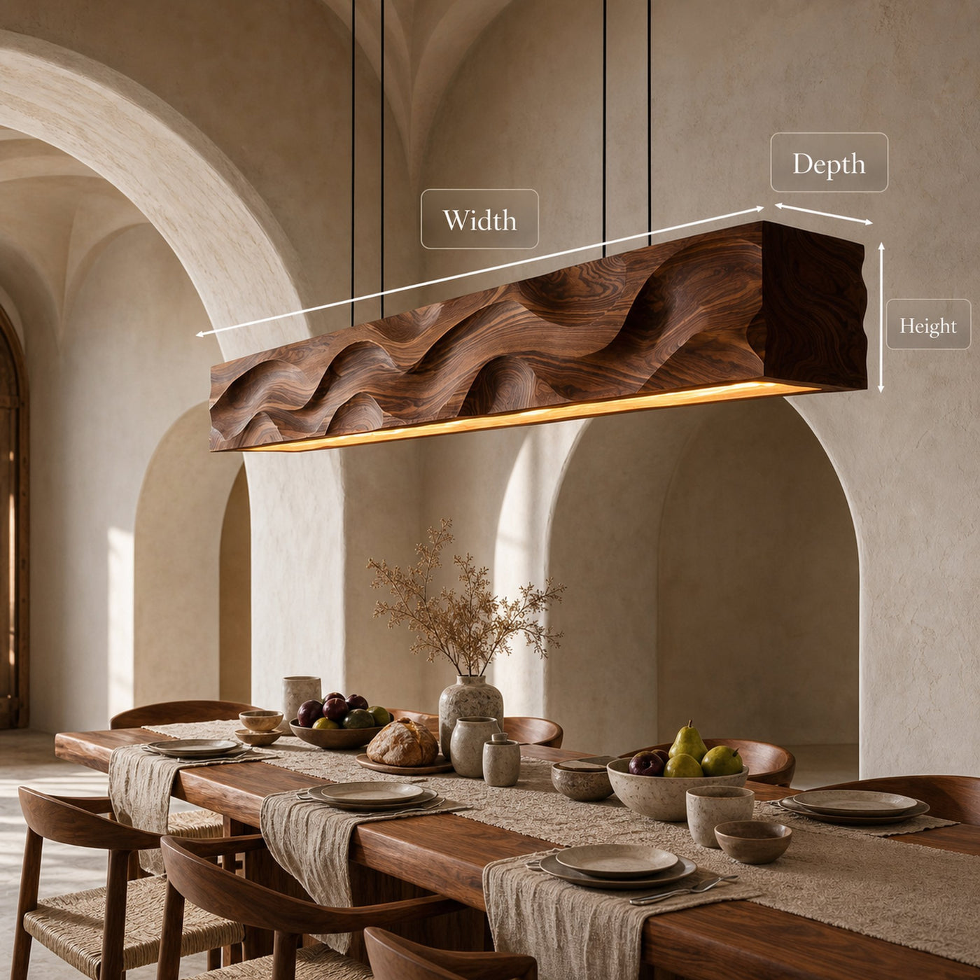 Modern Pendant Lighting With Carved Wave For Dining Area - product view 6