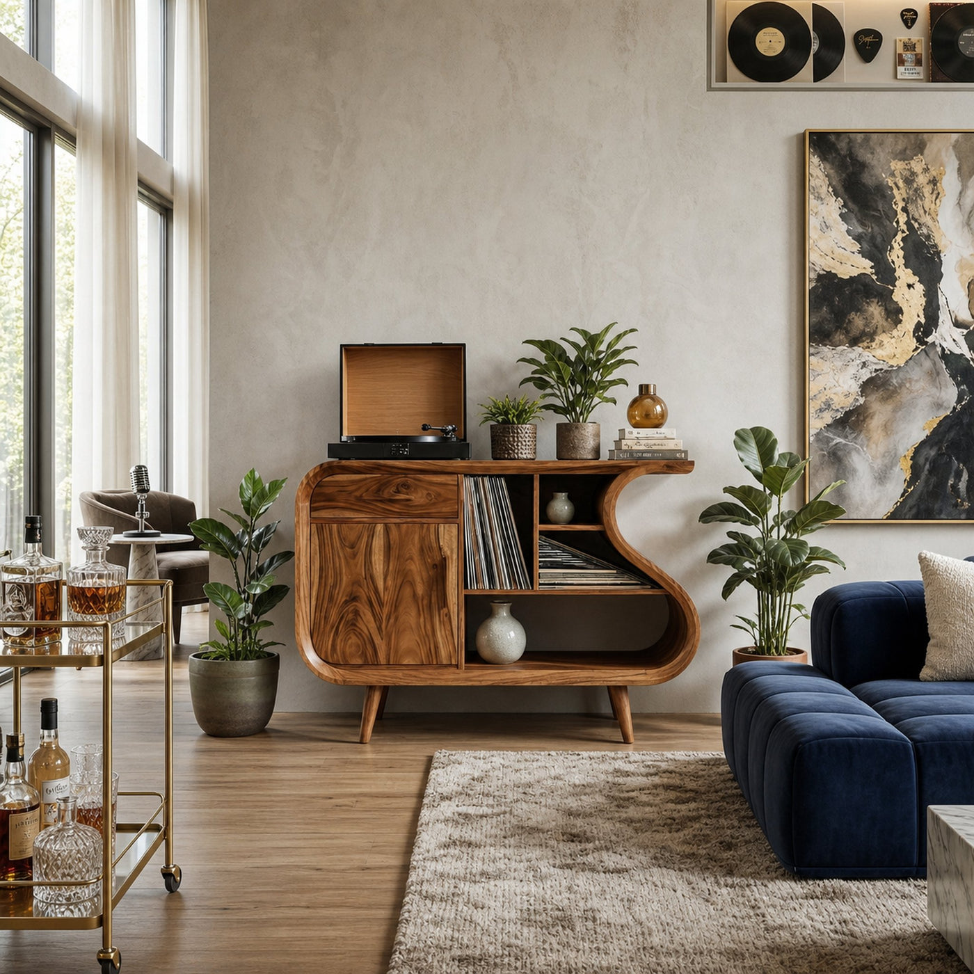 Modern Record Player Stand With S-shaped Side For Living Room - product view 6