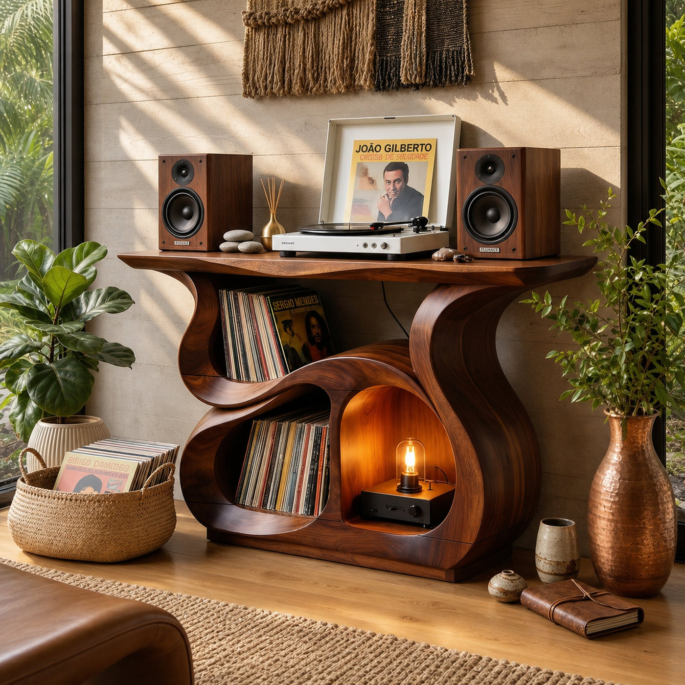 Modern Record Storage Cabinet For Music Lounge Space