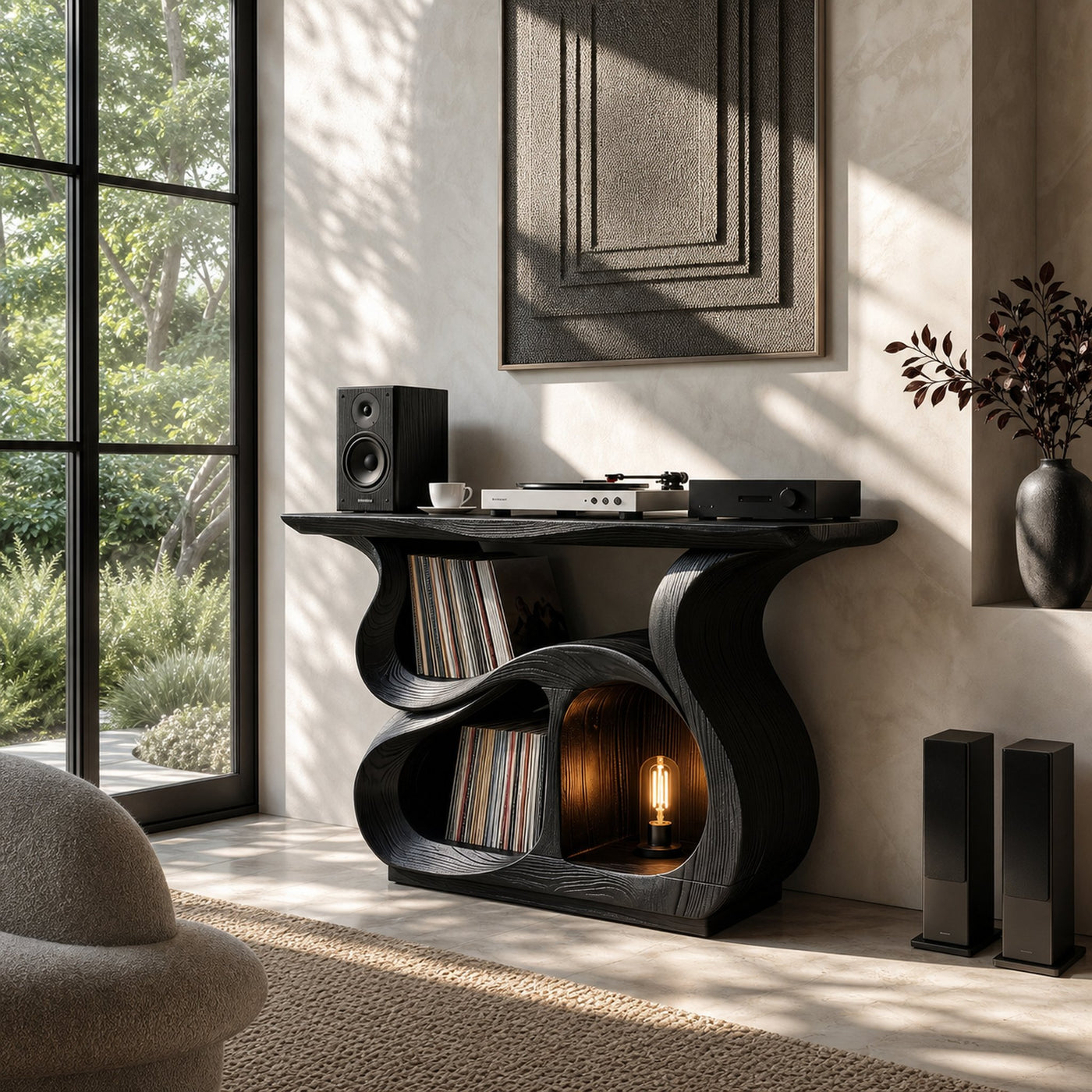 Modern Record Storage Cabinet For Music Lounge Space - product view 4